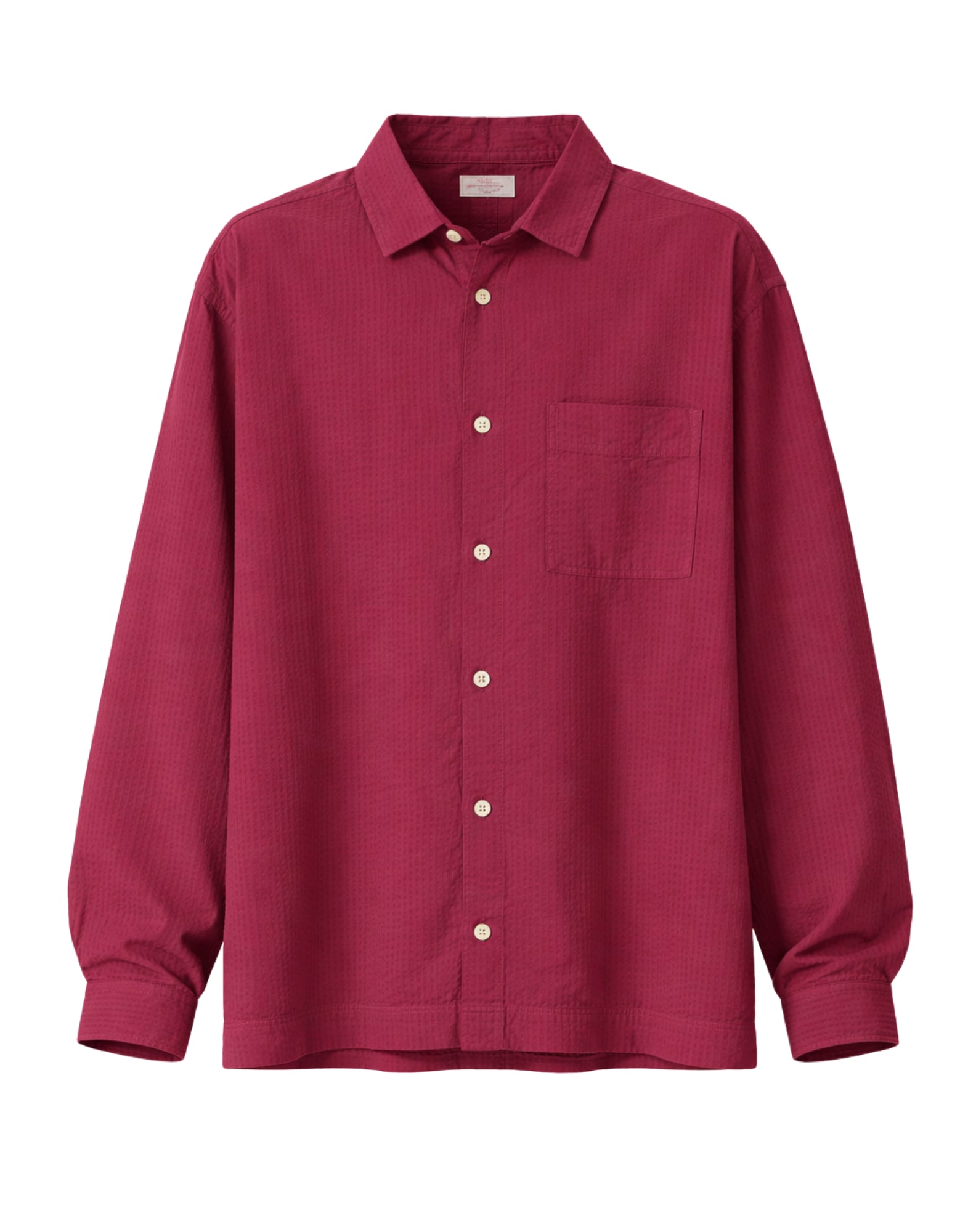 Tintoria Mattei Men’s Textured Cotton Shirt Burgundy RKS THZ AQ3
