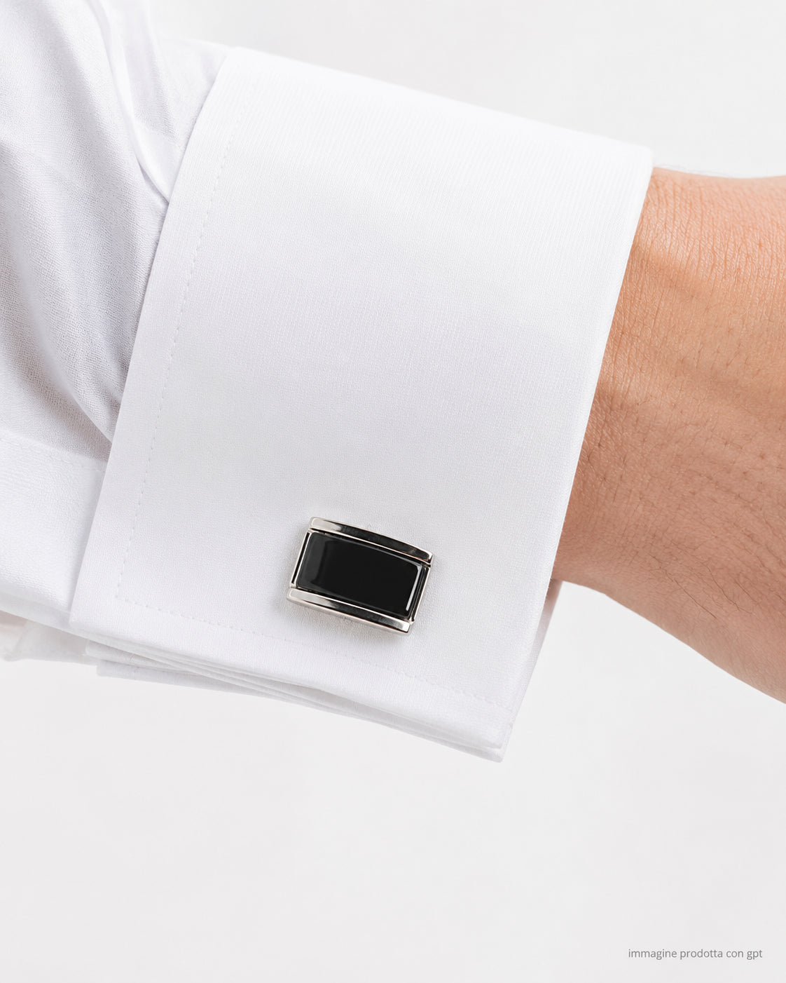 OLD CREST Rectangular Brass Cufflinks in Silver/Black GML 7019 6 GEMELLI