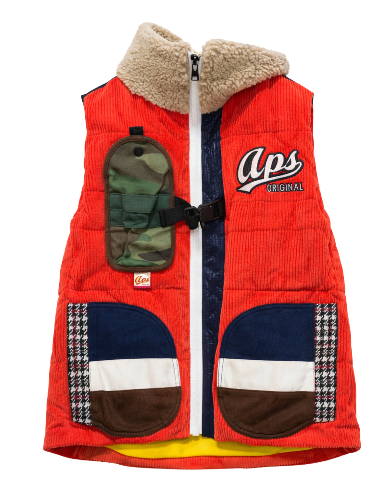 Gilet en velours côtelé pour hommes Alpha Style orange avec détails patchwork 3012 ROSSO