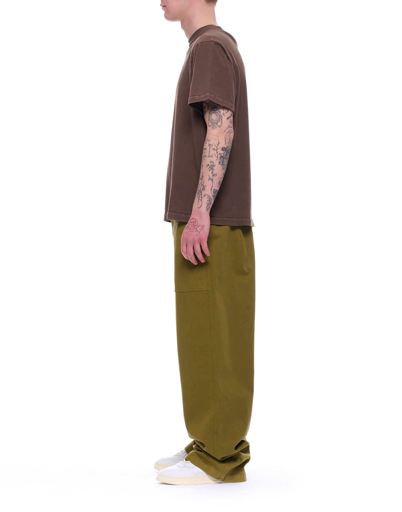 Cellar Door Pantalon réplique vintage surdimensionné Sasha en coton lavé unisexe 910550 F126 72 VERT