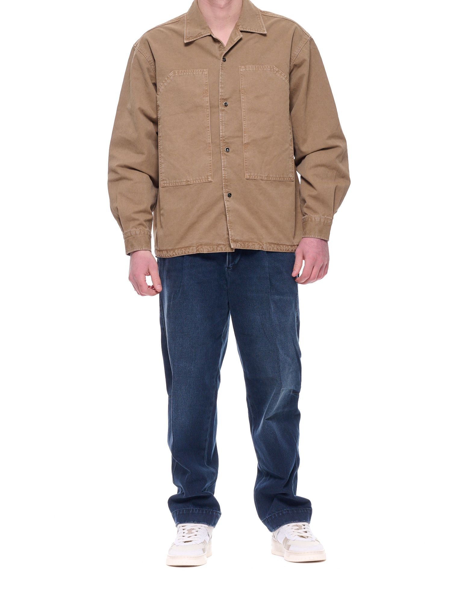 Nine:InTheMorning Benito Shirt Man Men’s Cotton Overshirt Taupe BNT15 V44 TAUPE