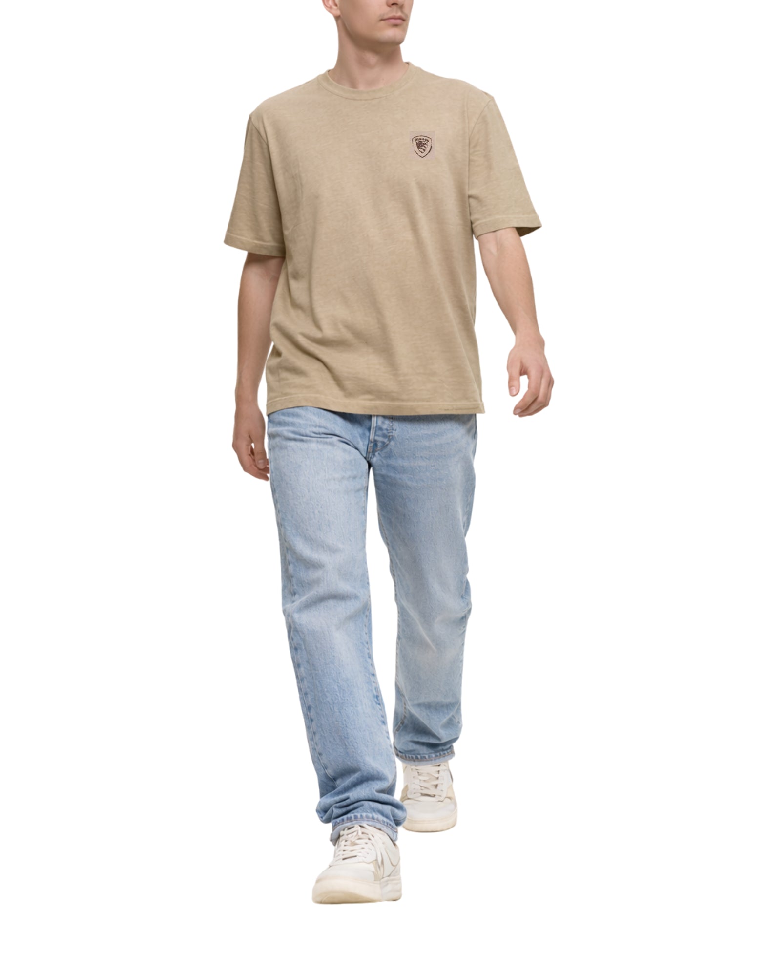 Blauer Greenough Men's Cotton T-shirt in Hazelnut with Chest Logo 26SBLUH02347-007495 340 GREENOUGH