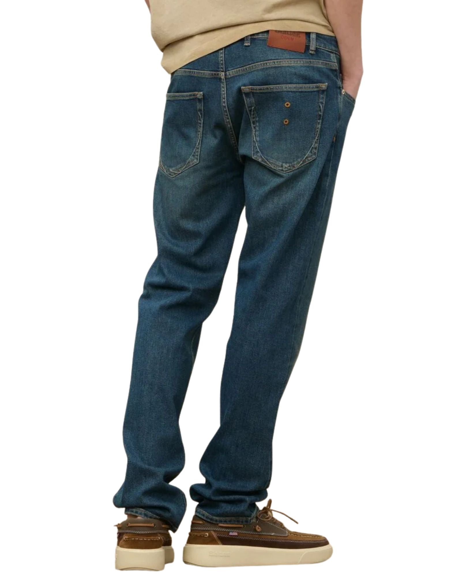 Blauer Boston Denim Five-Pocket Jeans in Dark Washing Comfort Cotton for Men 25SBLUP03350-007496 D204 BLUE