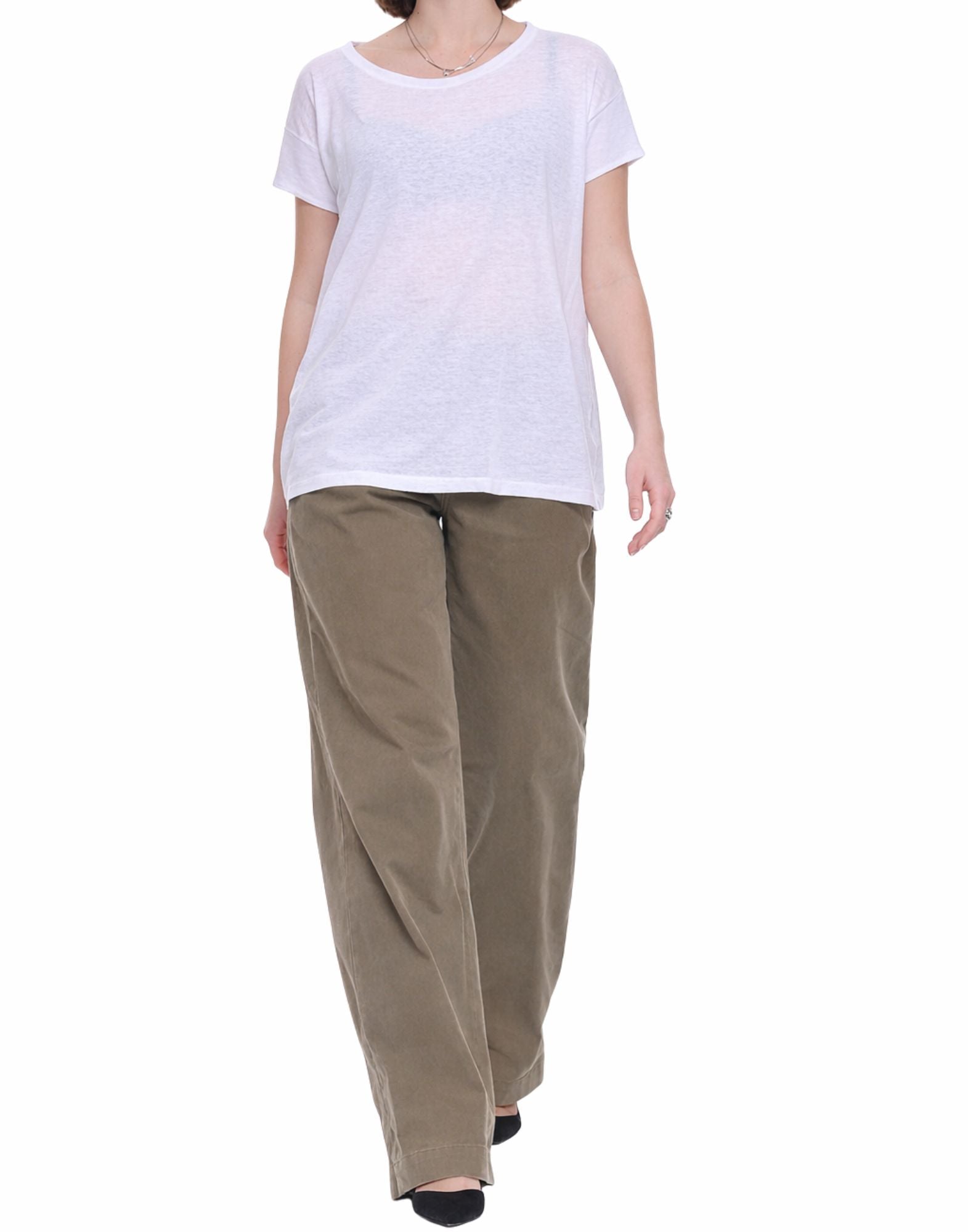 Hira Women’s Linen T-Shirt White Made in Italy W103 001