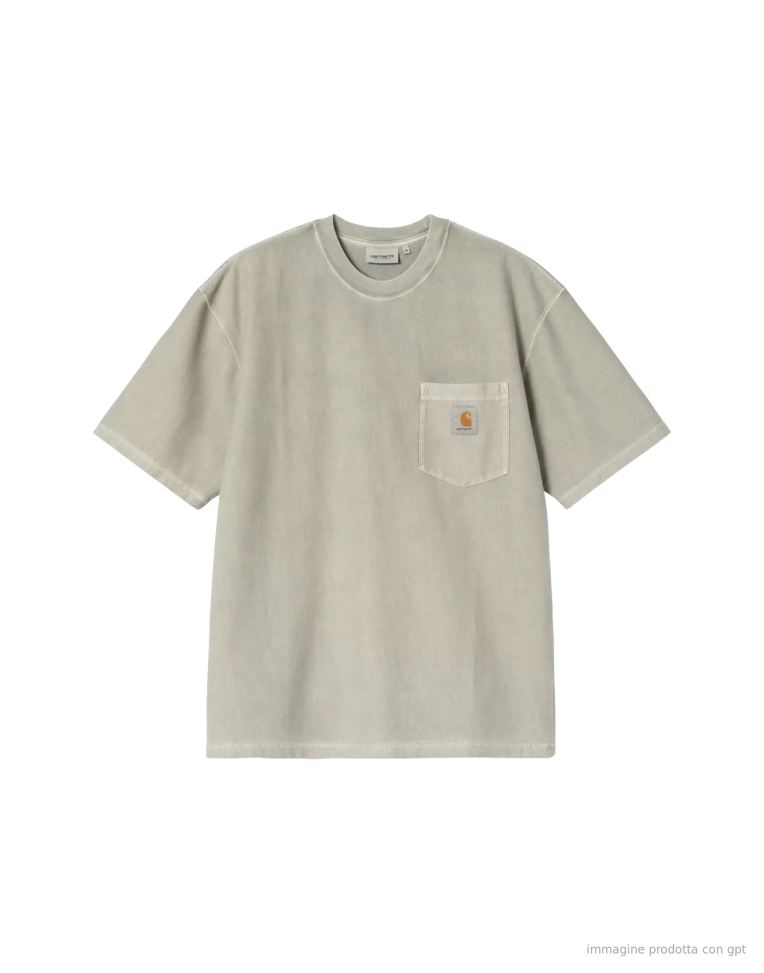 Loose Pocket T-Shirt Organic Cotton Single Jersey Shady Green garment dyed