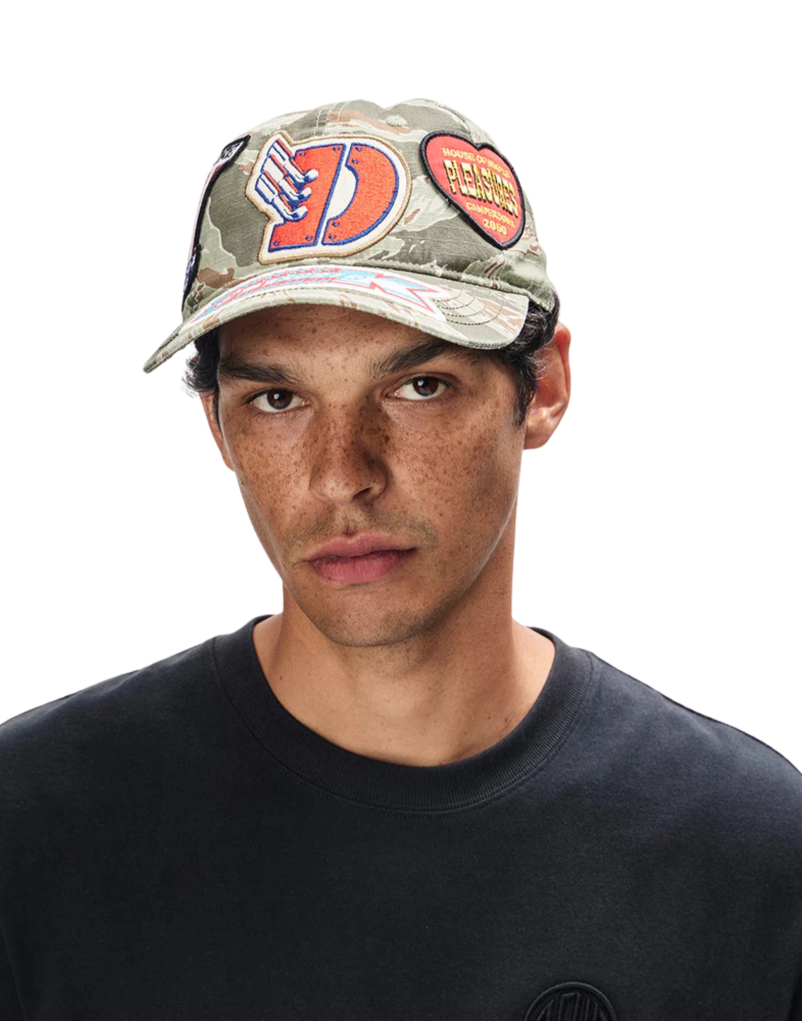 Deus Hide & Seek Cap in Ground Cover Green with front graphic and adjustable closure D261UHA725050800 MILITARE