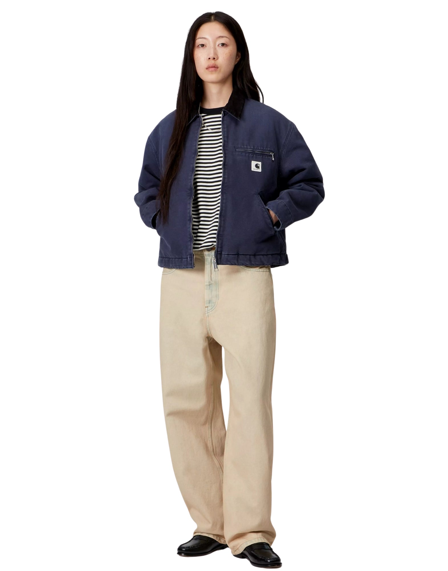 Carhartt WIP W’ Brandon Pant Women – Blue Sand Bleached Denim, Loose Fit I035892 01.SN