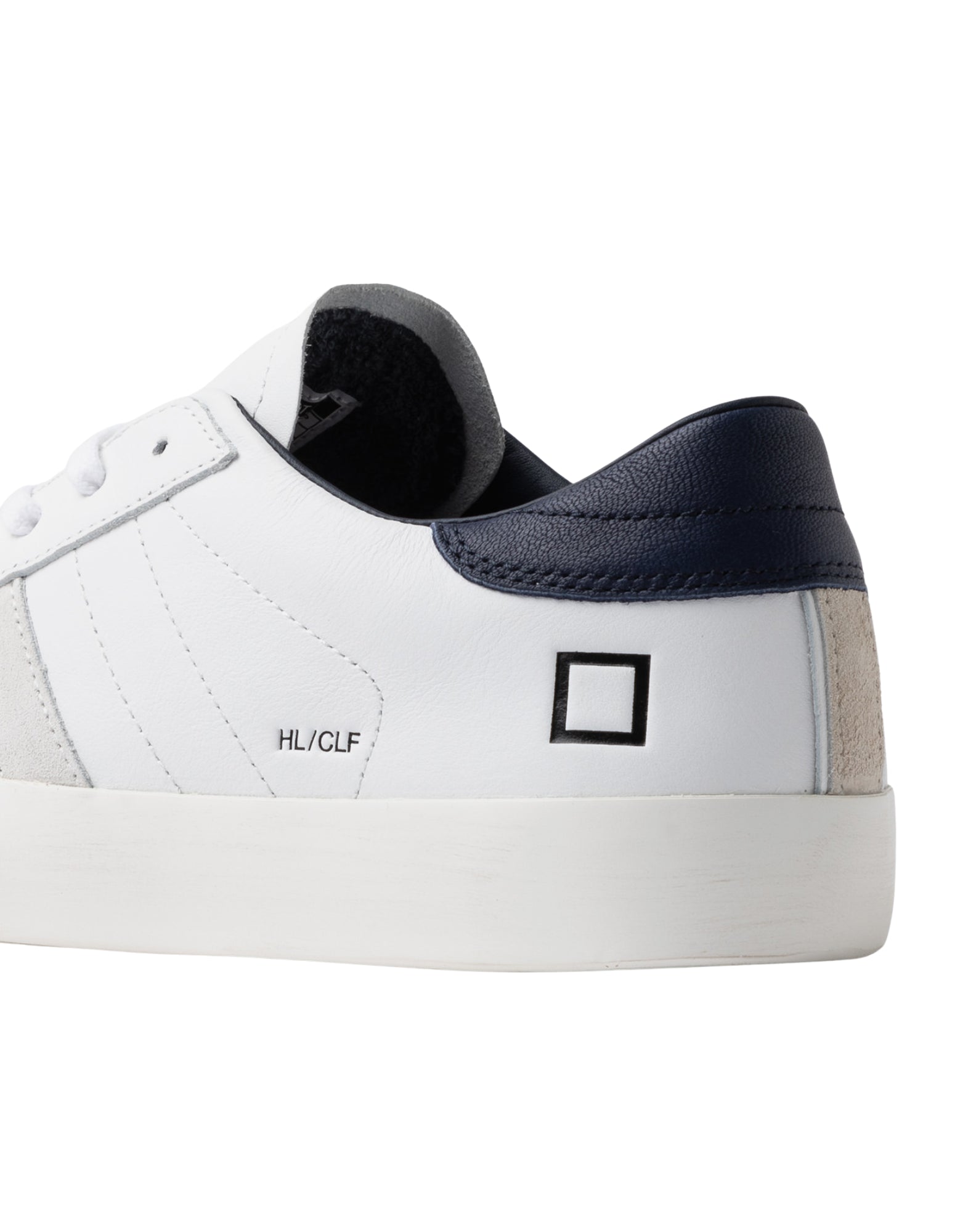 D.A.T.E. Hill Low Calf Men’s White Blue Leather Sneakers M441-HL-CA-WL