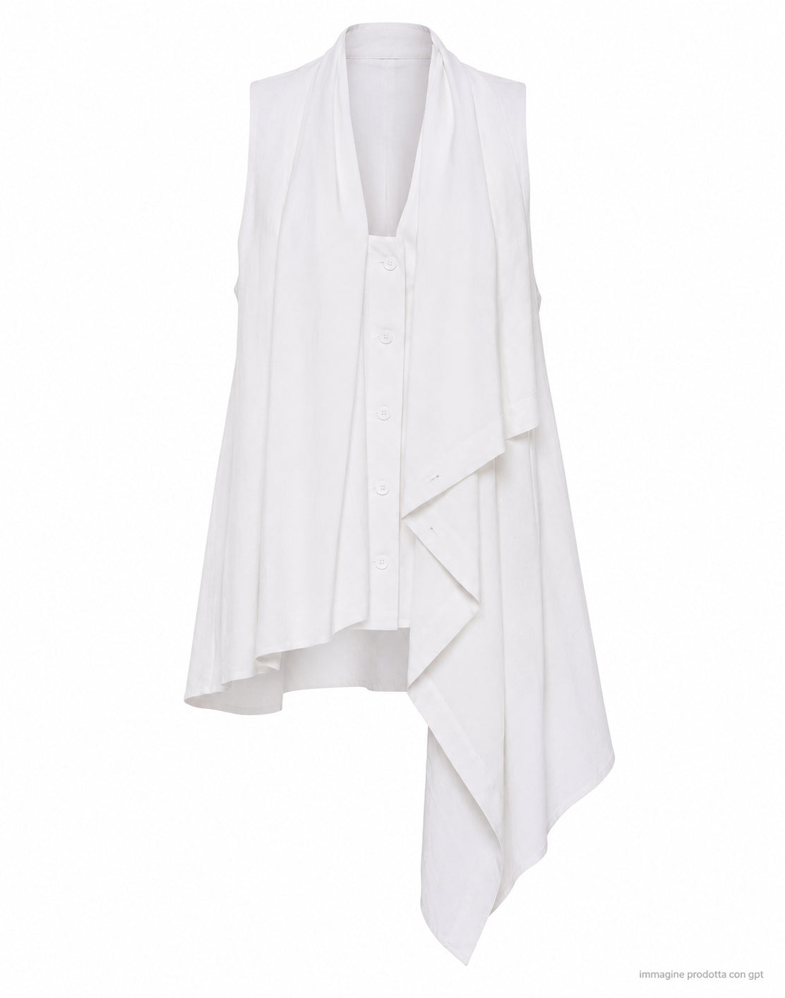 Chaleco asimétrico Meimeij con tirantes traseros en mezcla de lino y viscosa blanco roto E6/I/M6EI03V 791 OFFWHITE