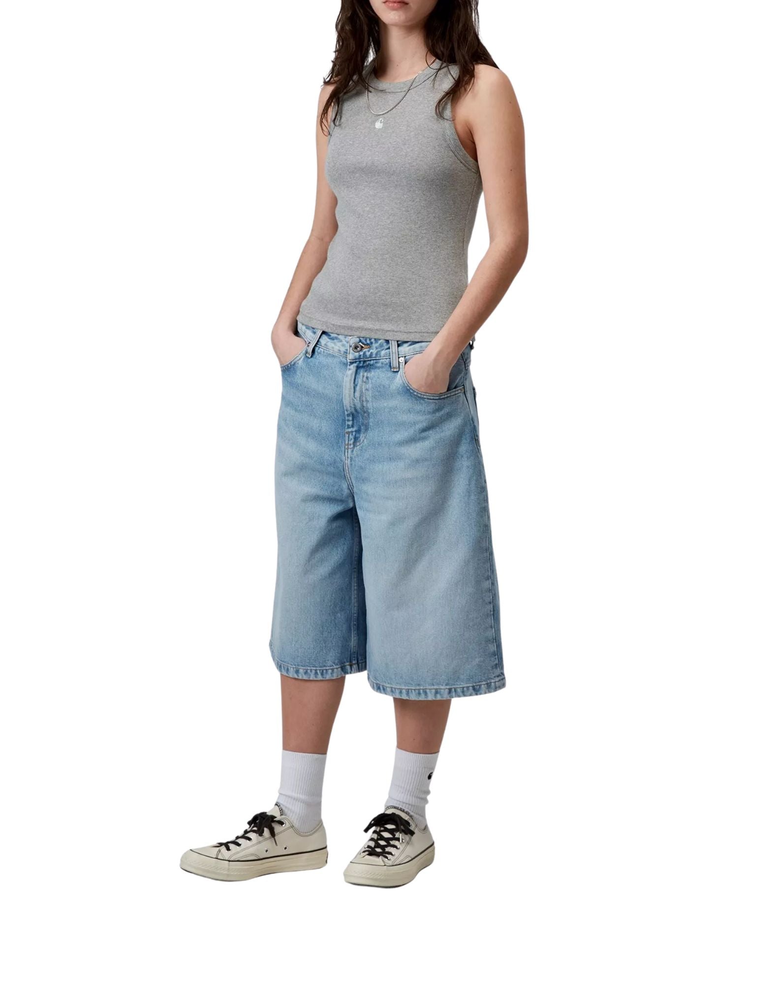 Carhartt WIP Philips A-Shirt Canotta in cotone elasticizzato a coste da donna Grigia I034624 V6XX