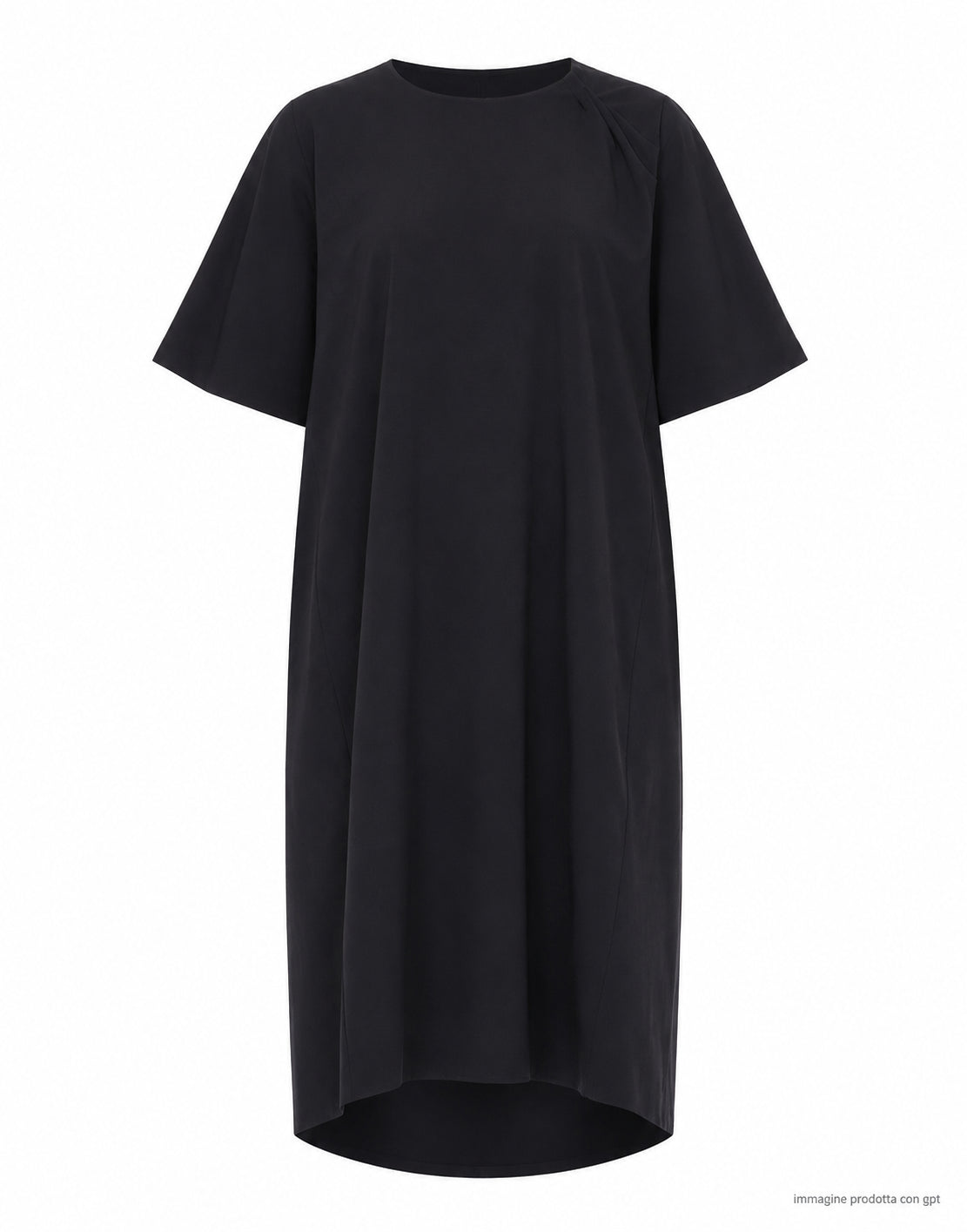 Hira Women’s Long Cotton Blend Dress with Crew Neck and Short Sleeves W124 006
