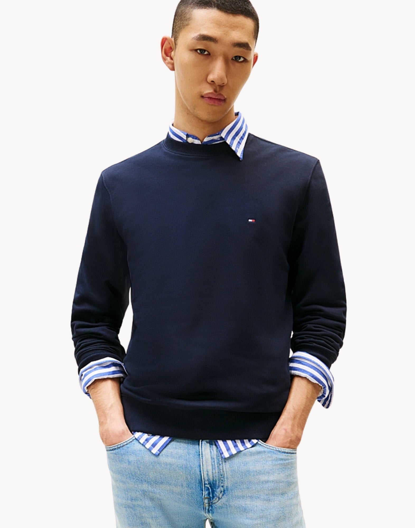 Tommy Hilfiger Essential Terry Crewneck Men’s Sweatshirt White MW0MW37237 DW5