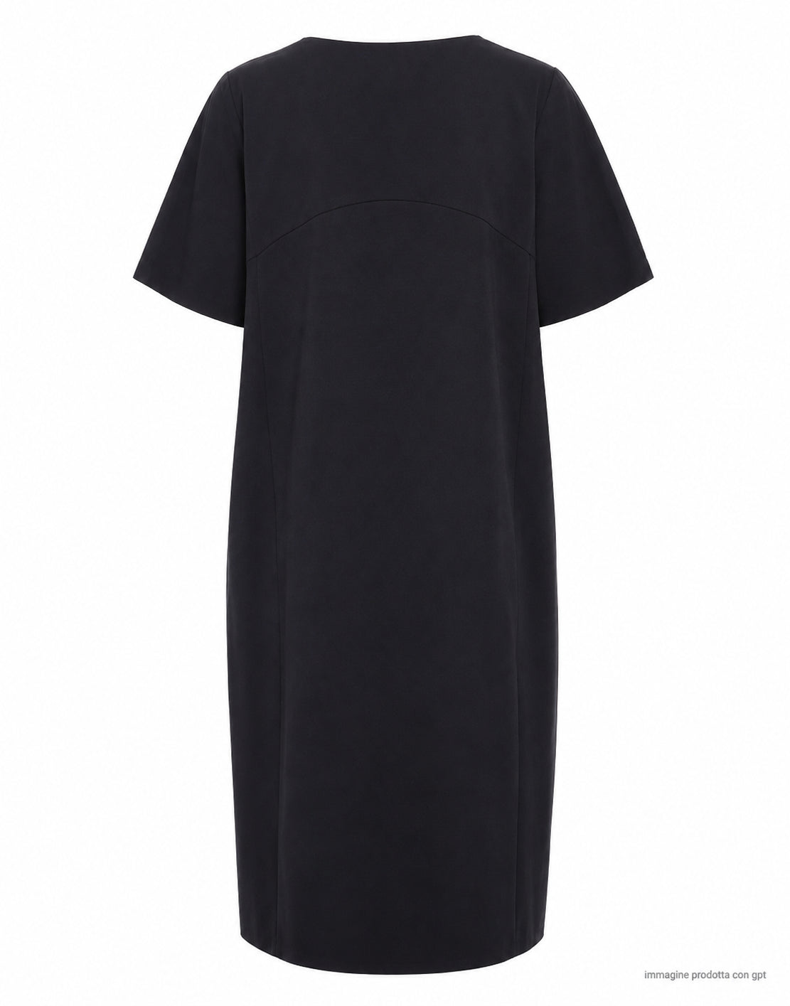 Vestido largo de mujer Hira en mezcla de algodón con cuello redondo y Short Mangas W124 006