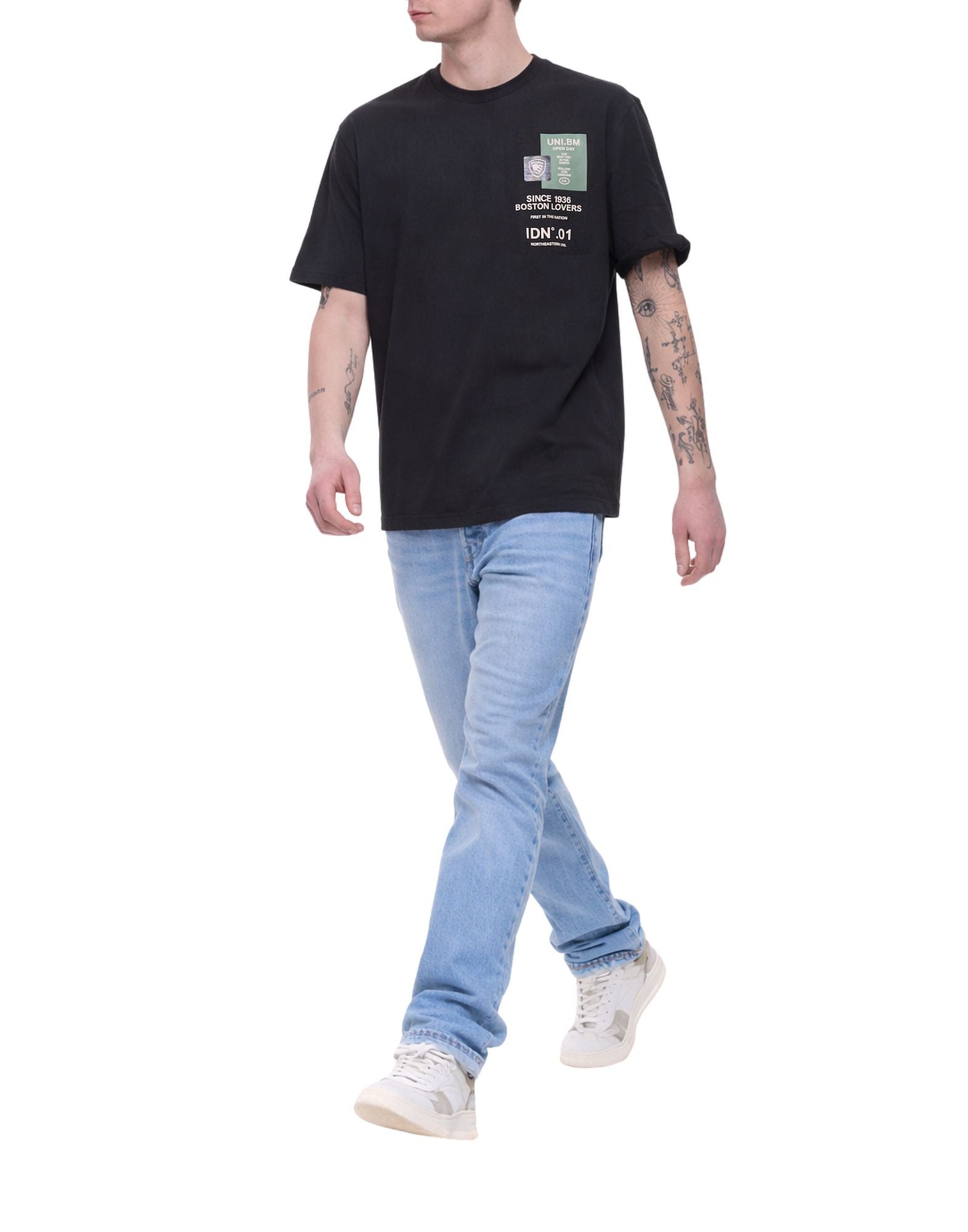 Blauer Brush Printed Cotton T-Shirt Black Men’s 26SBLUH02283-007480 999