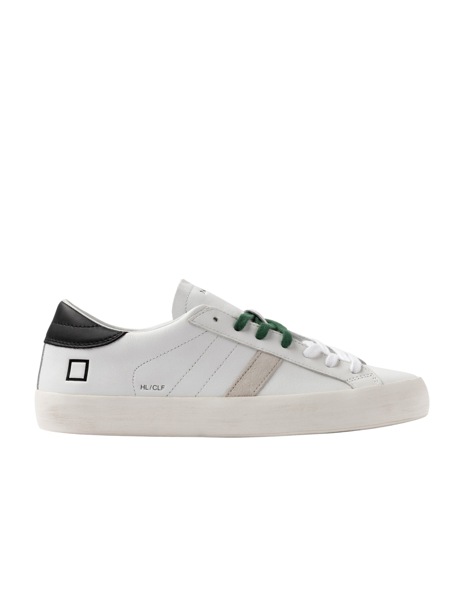 D.A.T.E. Hill Low Calf Men’s White Black Leather Sneakers M441-HL-CA-WB