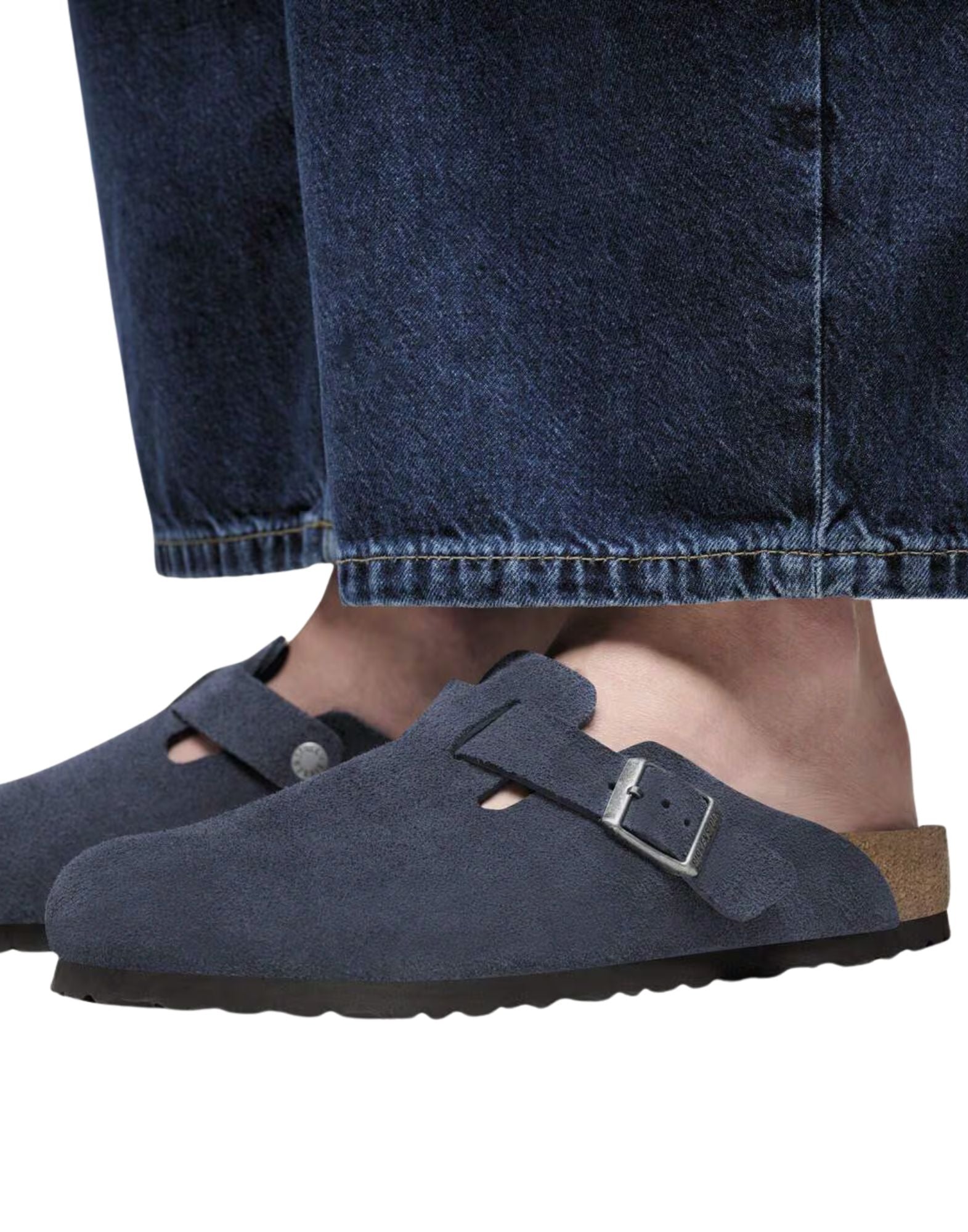 Birkenstock Boston Clogs in Waxed Suede Leather New Navy with Anatomical Cork-Latex Footbed, Unisex, Made in Germany 1030799 NEW NAVY WOMAN