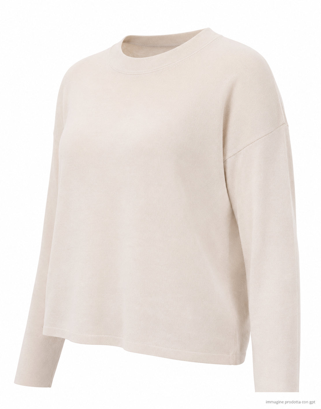 ARAGONA Top de punto de lana virgen Scatoletta en Moonbeam D3307TF 796 MOONBEAM