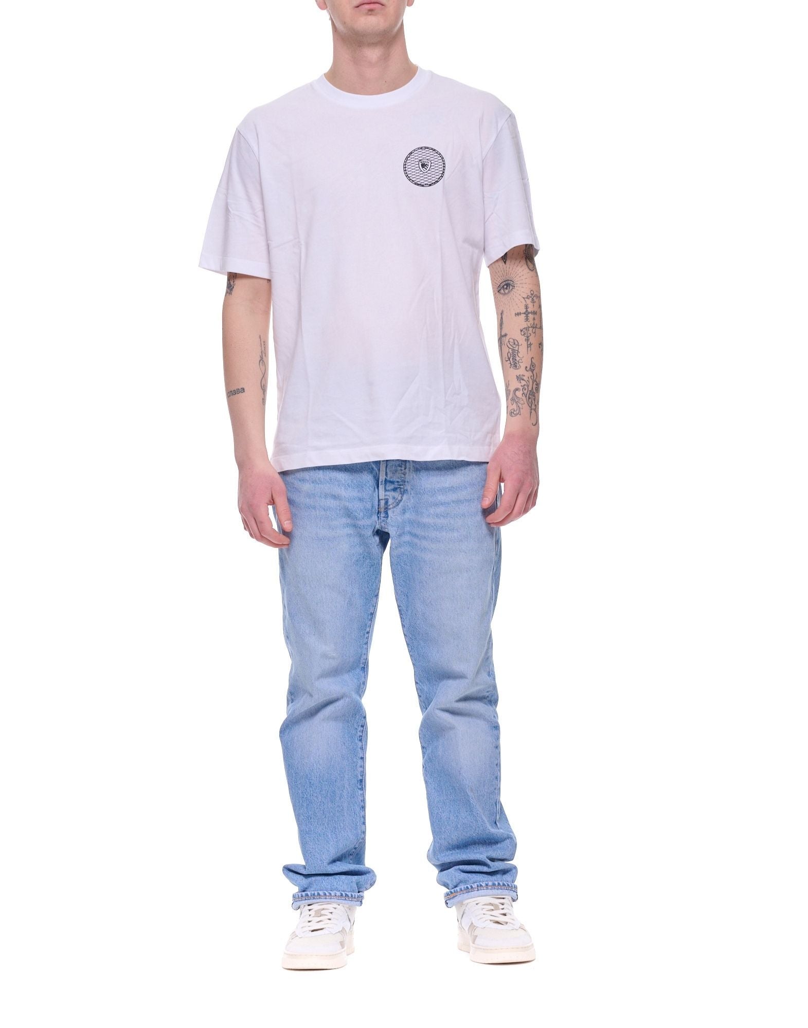 Blauer Wallance Logo Cotton T-Shirt Optic White Men’s 26SBLUH02237-007439 100