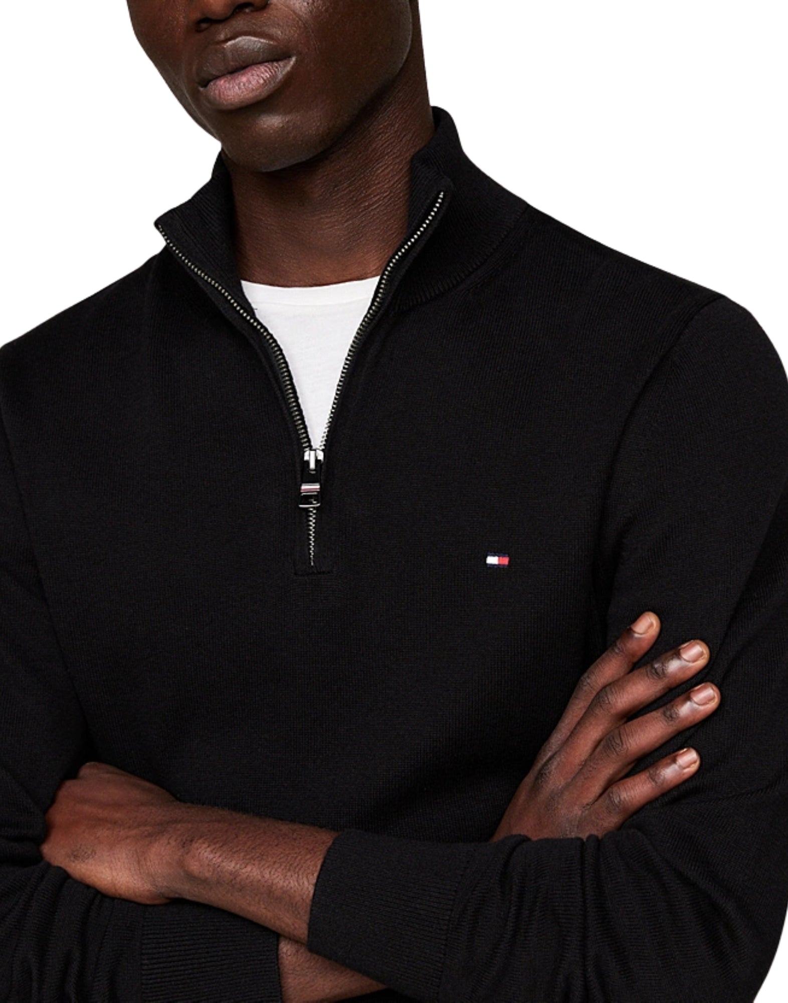 28049 BDS BLACK ZIP MOCK CASHMERE - Maglieria - TOMMY HILFIGER