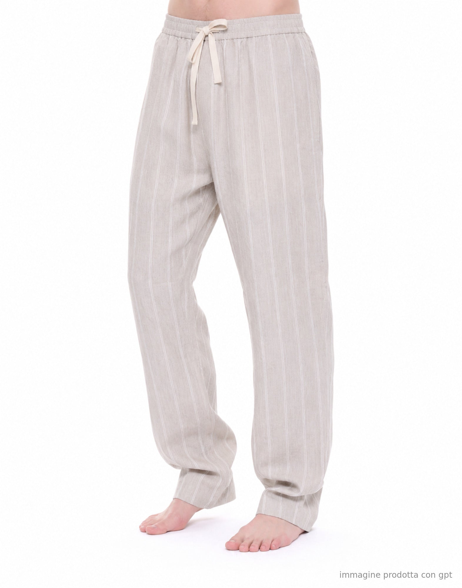 East Harbour Surplus Oxnard pantaloni uomo in lino a righe grigio chiaro OXNARD 273 GREY