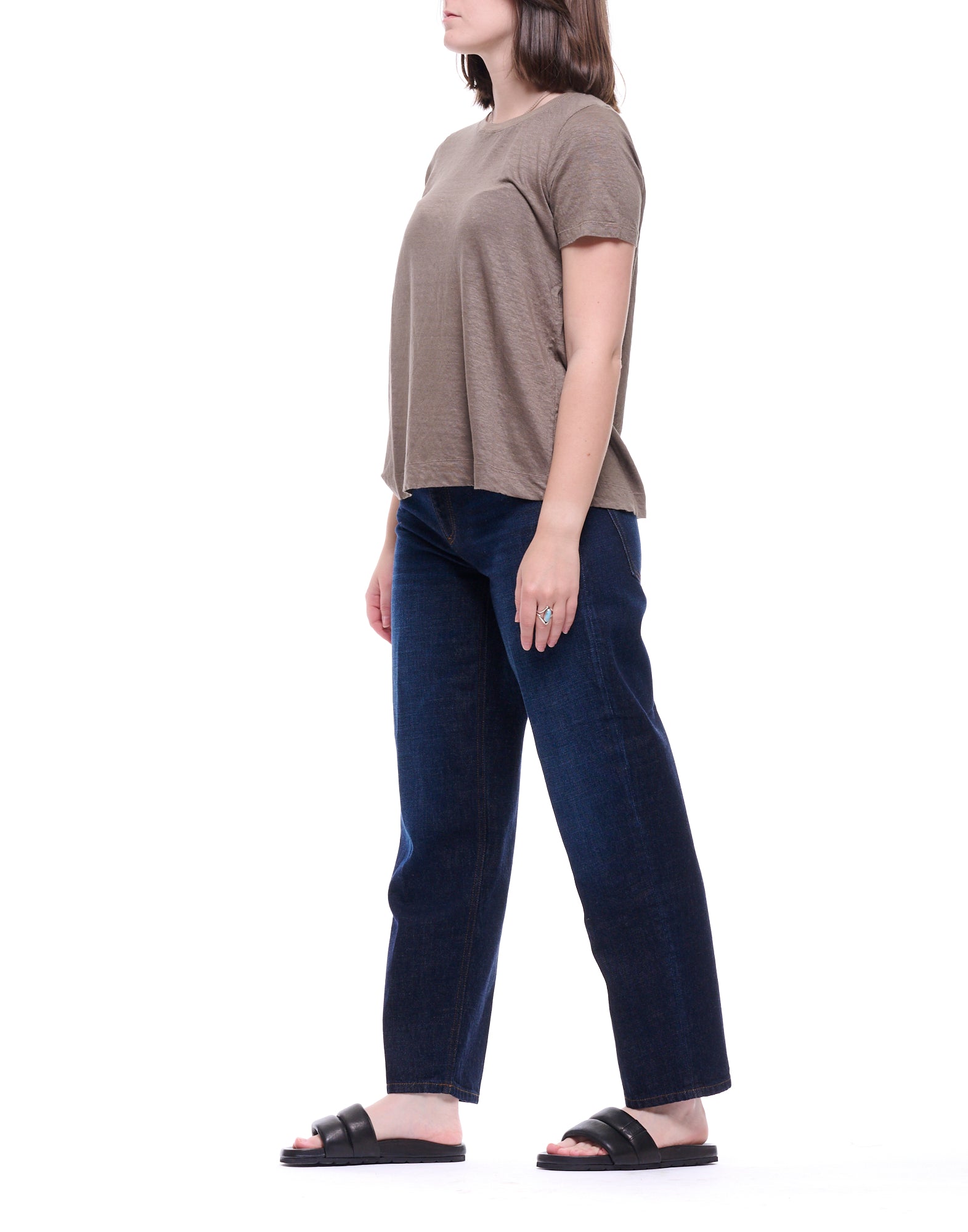 Transit Mezcla de lino color topo para mujer Basic Camiseta CFDTRCK206 16 TAUPE