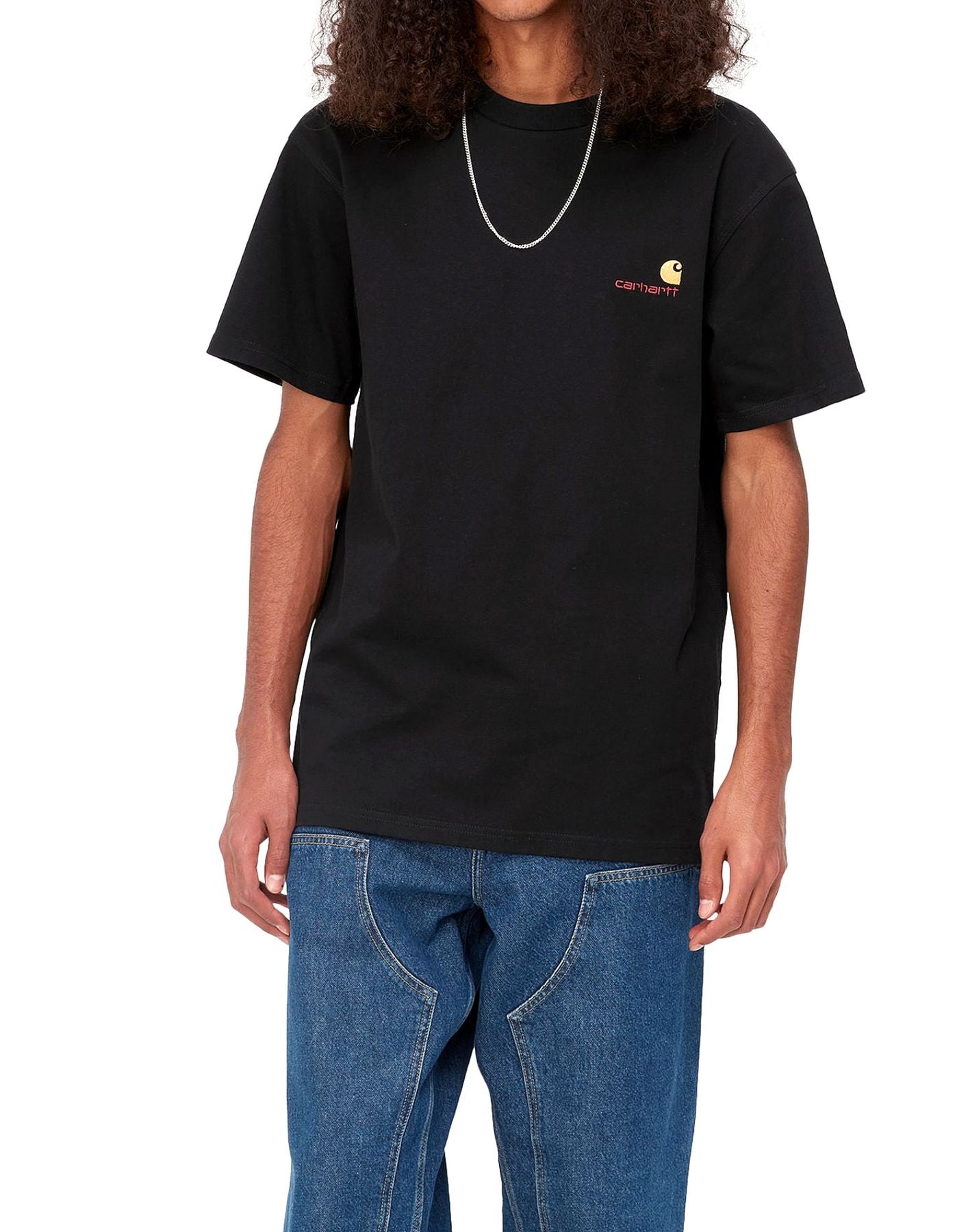 T-shirt uomo I029956 AMERICAN SCRIPT BLACK CARHARTT WIP