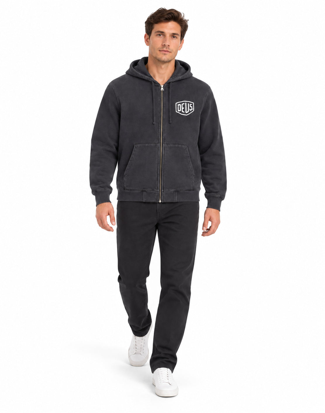 Shield GD Zip Hoodie Black Garment Dye