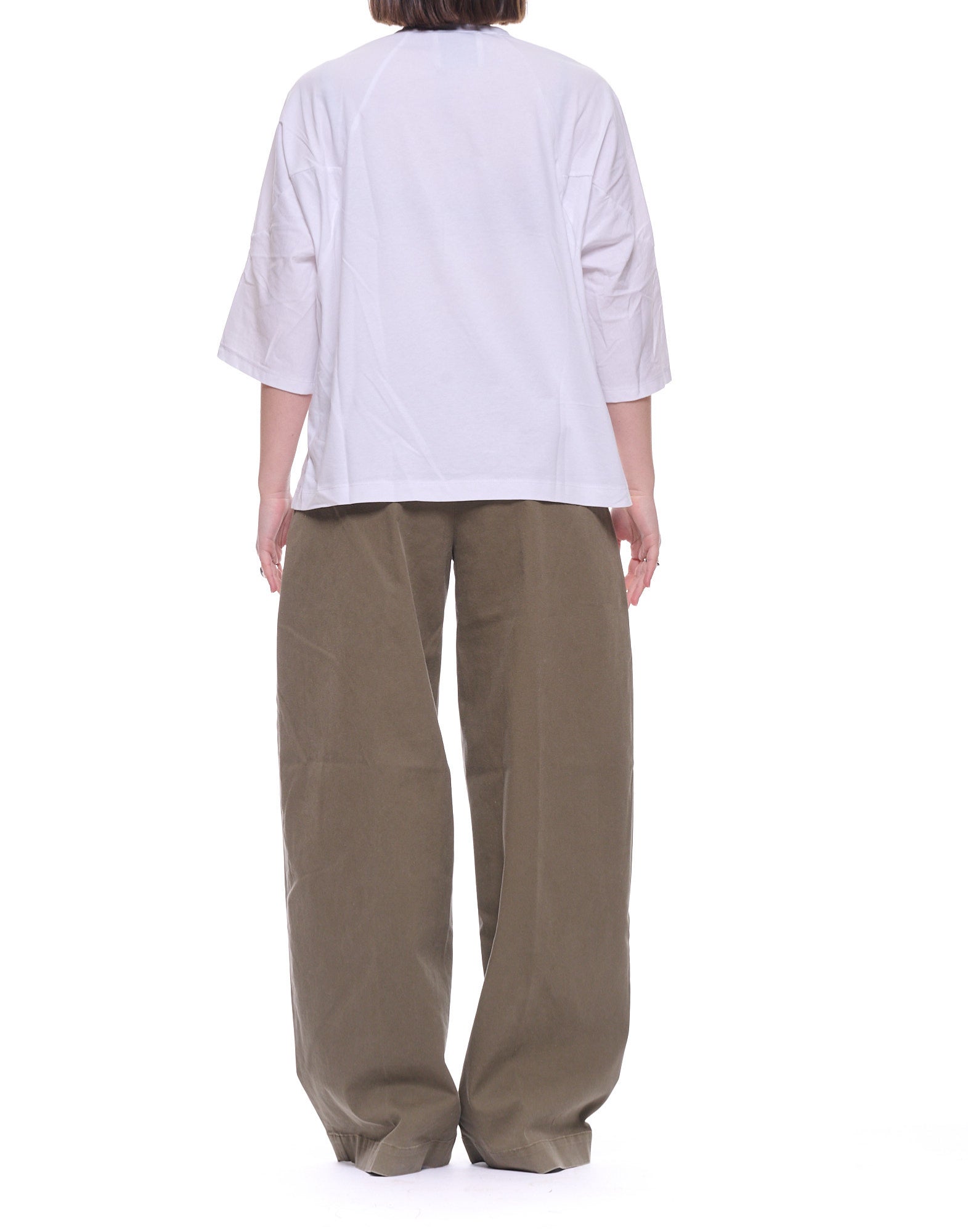 aboratorio White Oversized Crewneck T-Shirt in 100% Cotton,  Women’s JO4689 1000