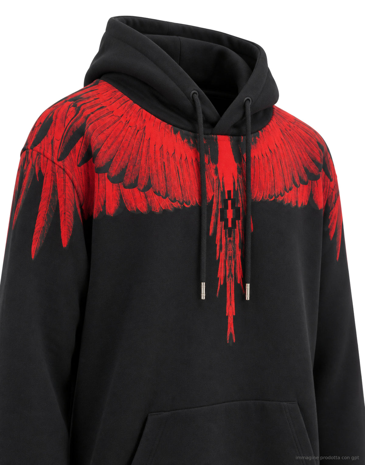Hoodie „Man“ Schwarz/Roter Vogel