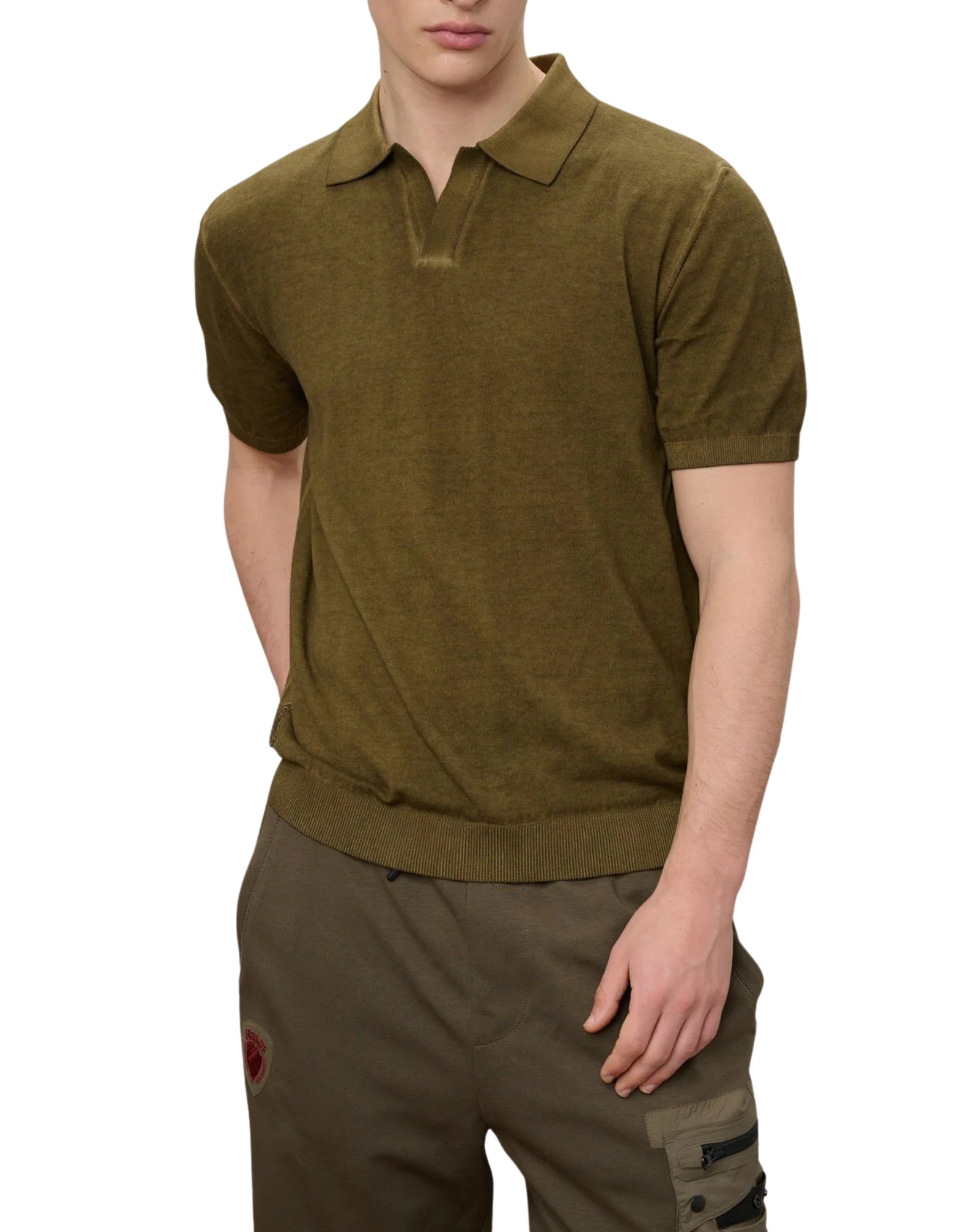 Blauer Esmond Shaded Polo Shirt Green with Open Neckline Men’s 26SBLUM06481-007167 60H