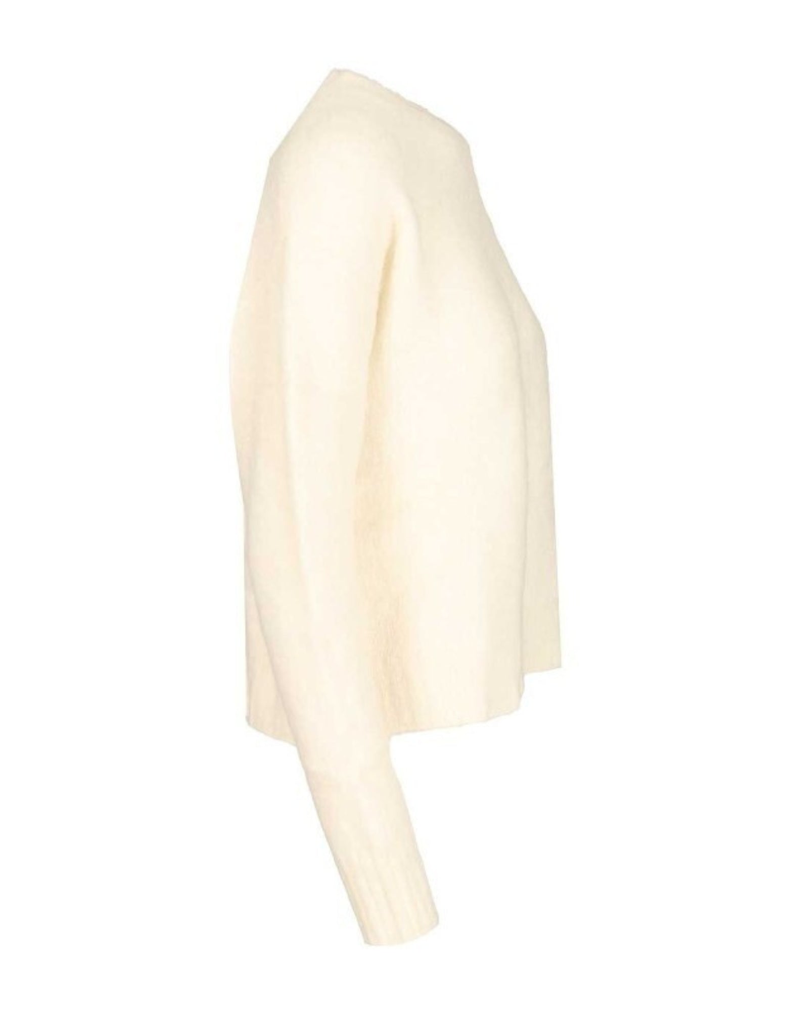 كنزة نسائية أمِيش قصيرة بياقة دائرية من مزيج الصوف – أبيض – صناعة إيطالية C0069 WHITE CREW NECK
