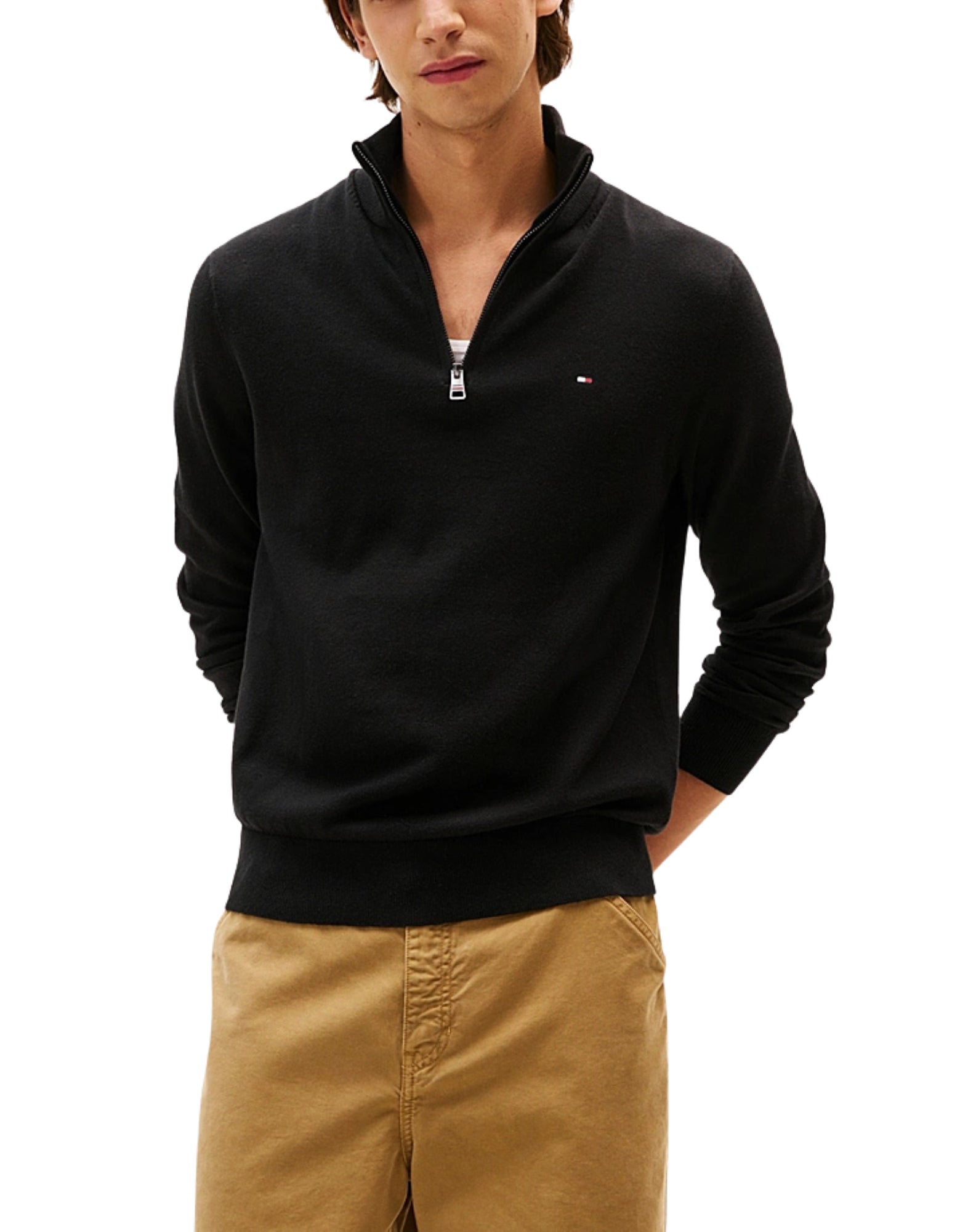 28049 BDS BLACK ZIP MOCK CASHMERE - Maglieria - TOMMY HILFIGER