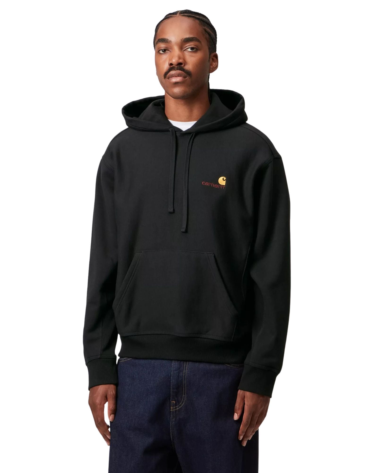Kapuzen-Sweatshirt mit amerikanischer Schrift, schwarz