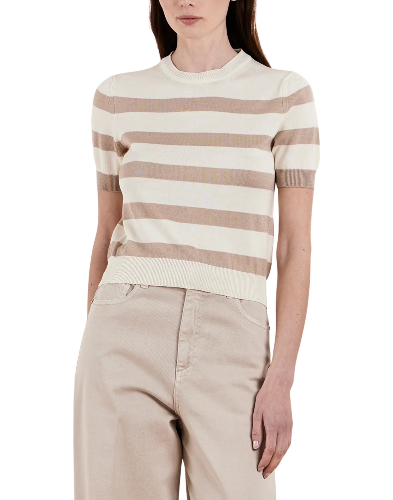 CRUNA Nina Striped Cotton T-Shirt Women Made in Italy NINA STRIPES