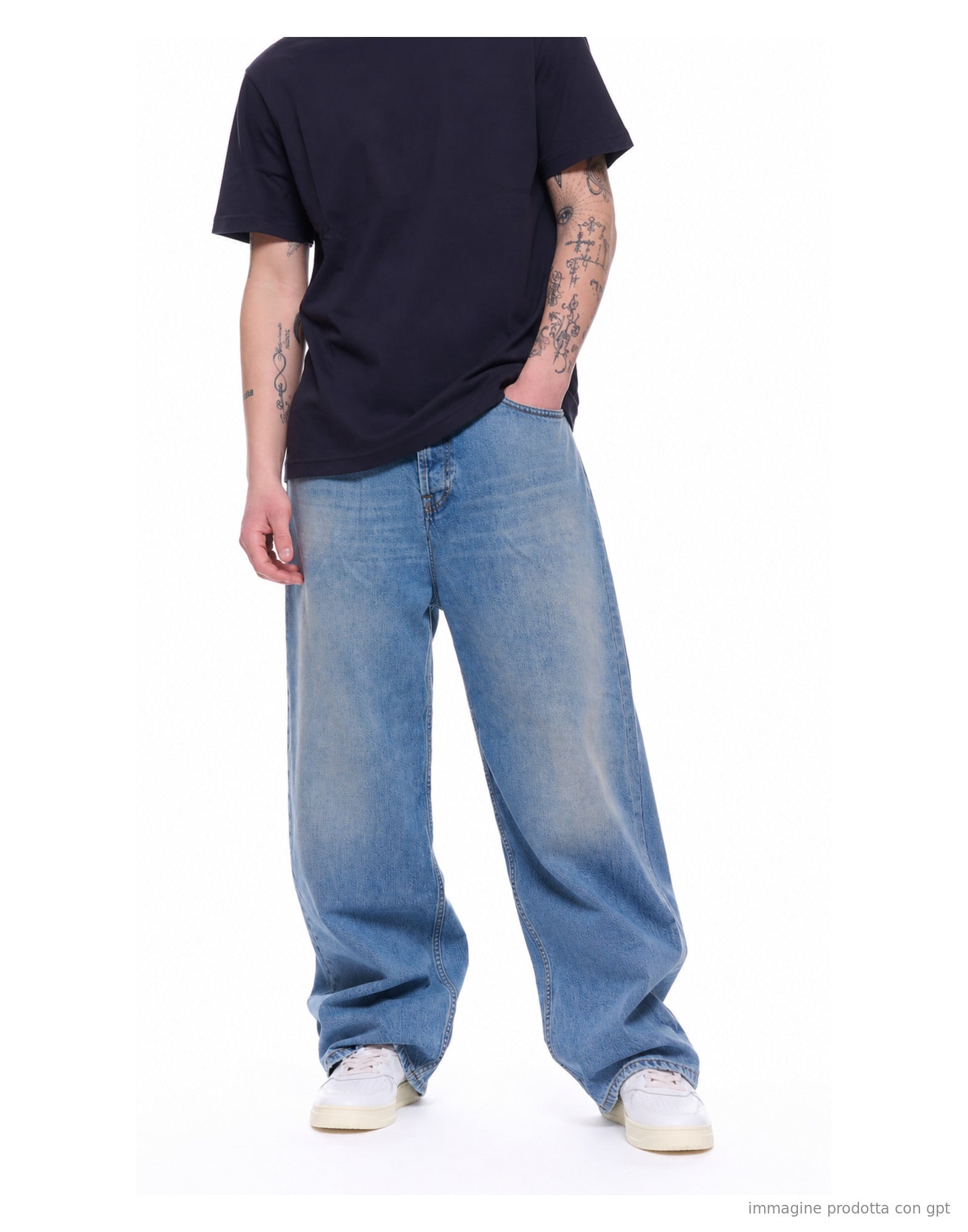 Nine:In:The:Morning Tito 5 Pocket Pant Blue Denim Loose Fit Jeans TIT02 FS24 DENIM