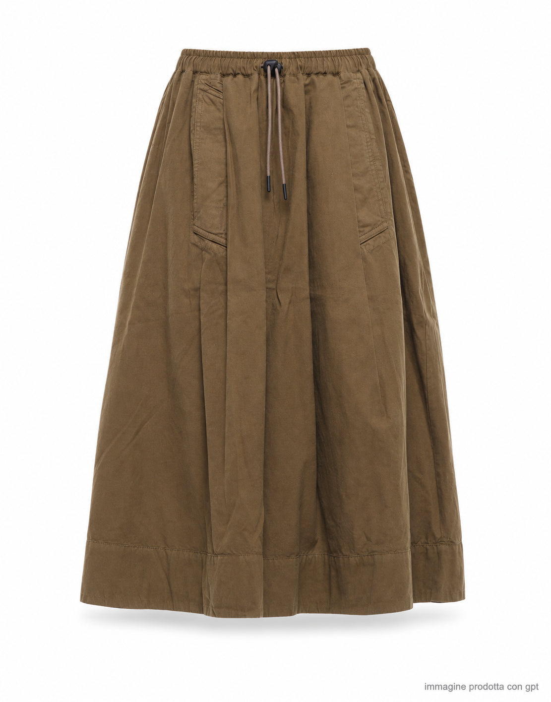 Eat Dust 673 Wide Pleated Midi Skirt in Canteen Green W-F-001-CLN-730 CANTEEN GREEN