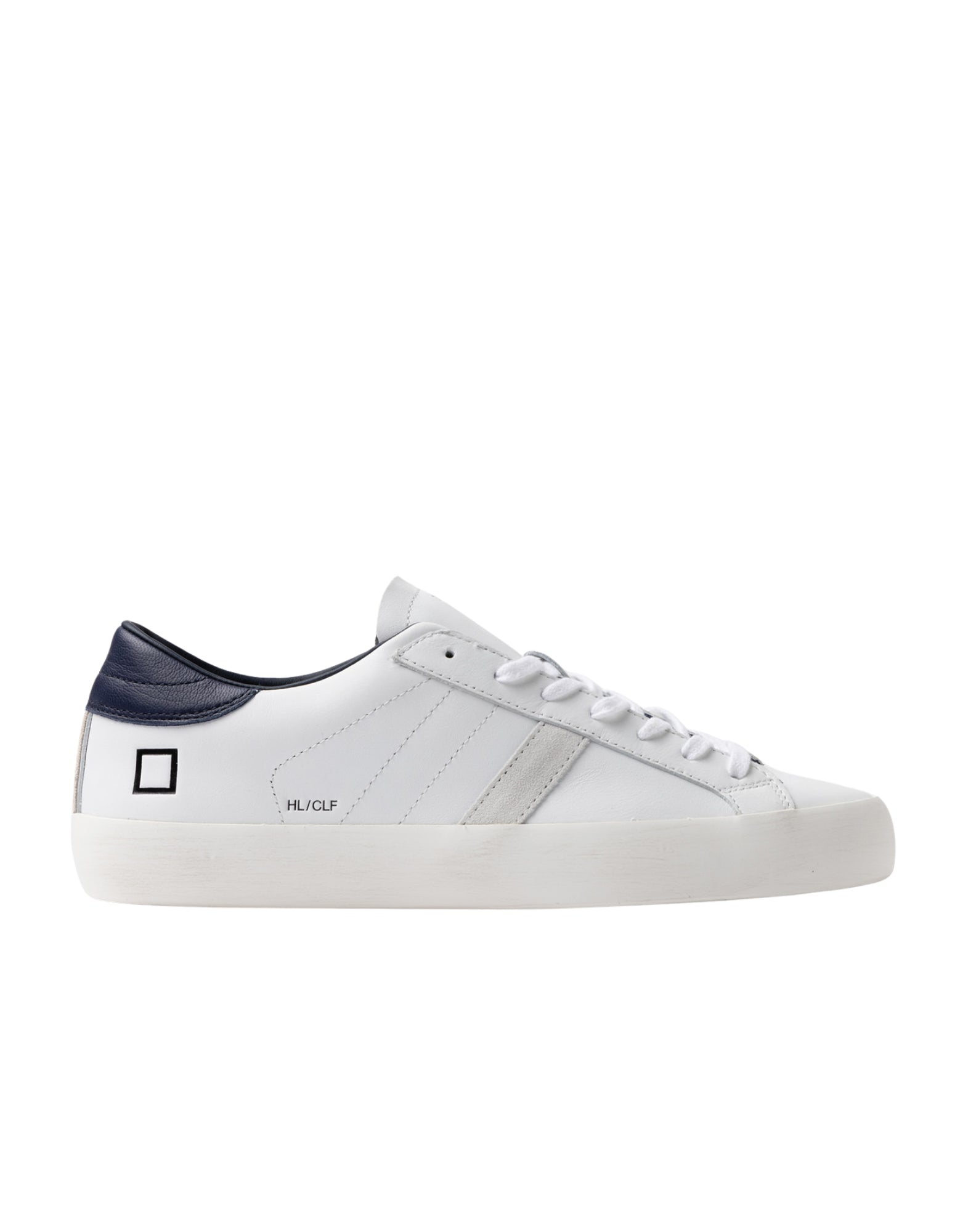D.A.T.E. Hill Low Calf Men’s White Blue Leather Sneakers M441-HL-CA-WL