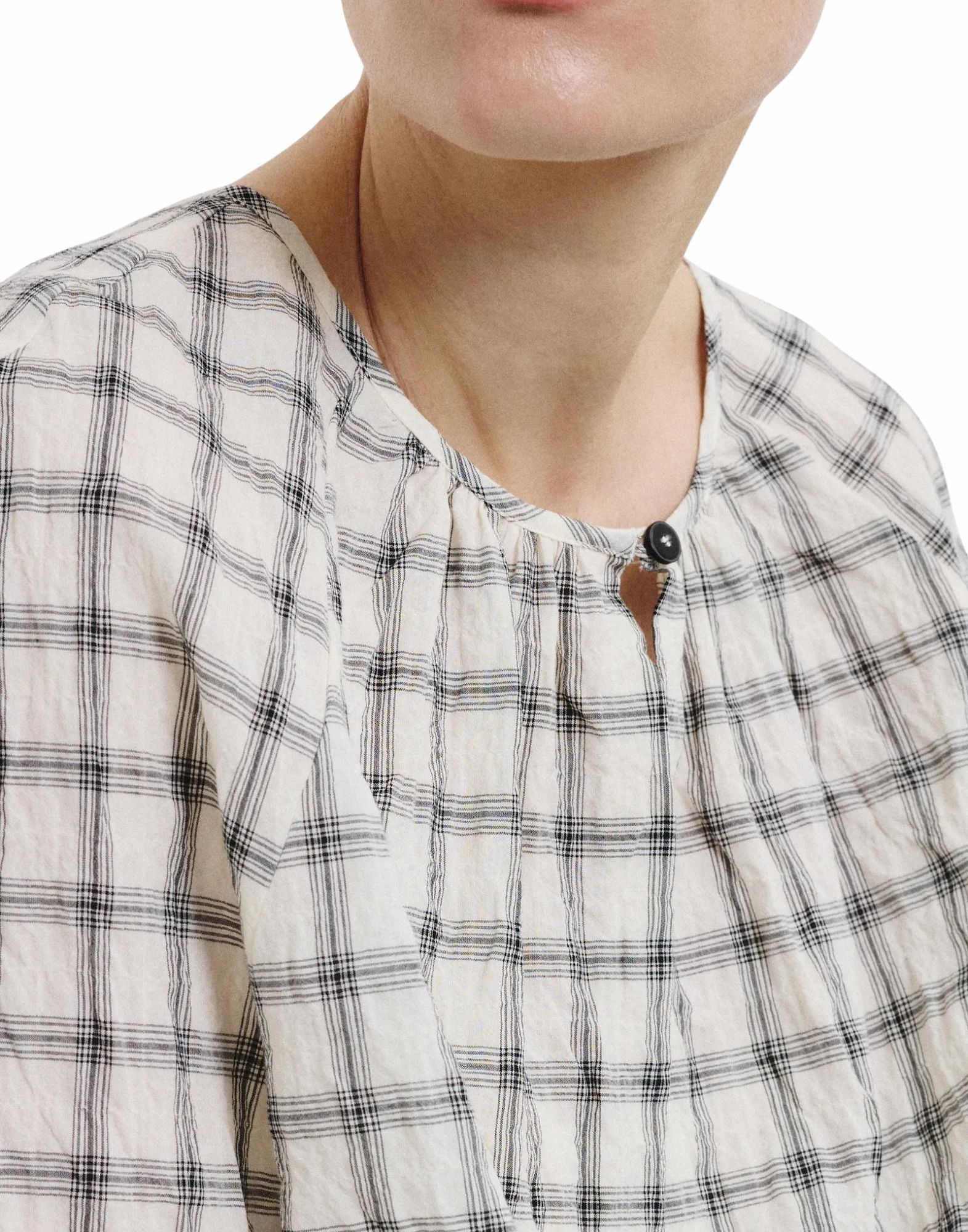 Pomandère checked cotton blouse in Butter for women Made in Italy 261-9495/11636 120