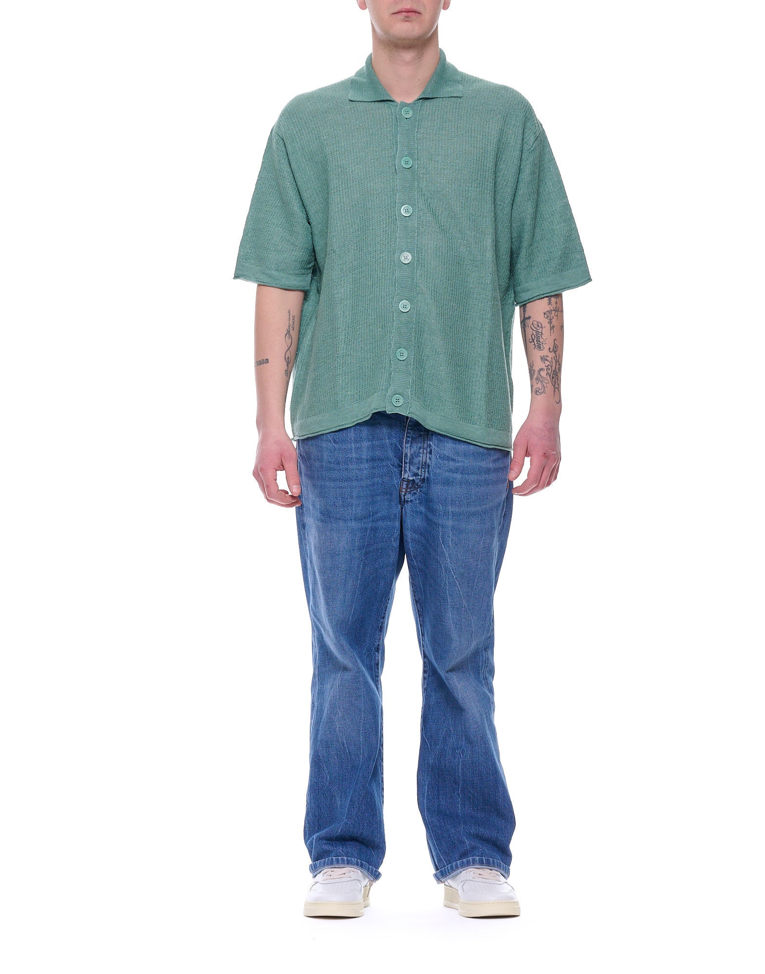 Atomofactory Men’s Cotton Knit T-Shirt Sage Green PE25AFU48 21D SALVIA