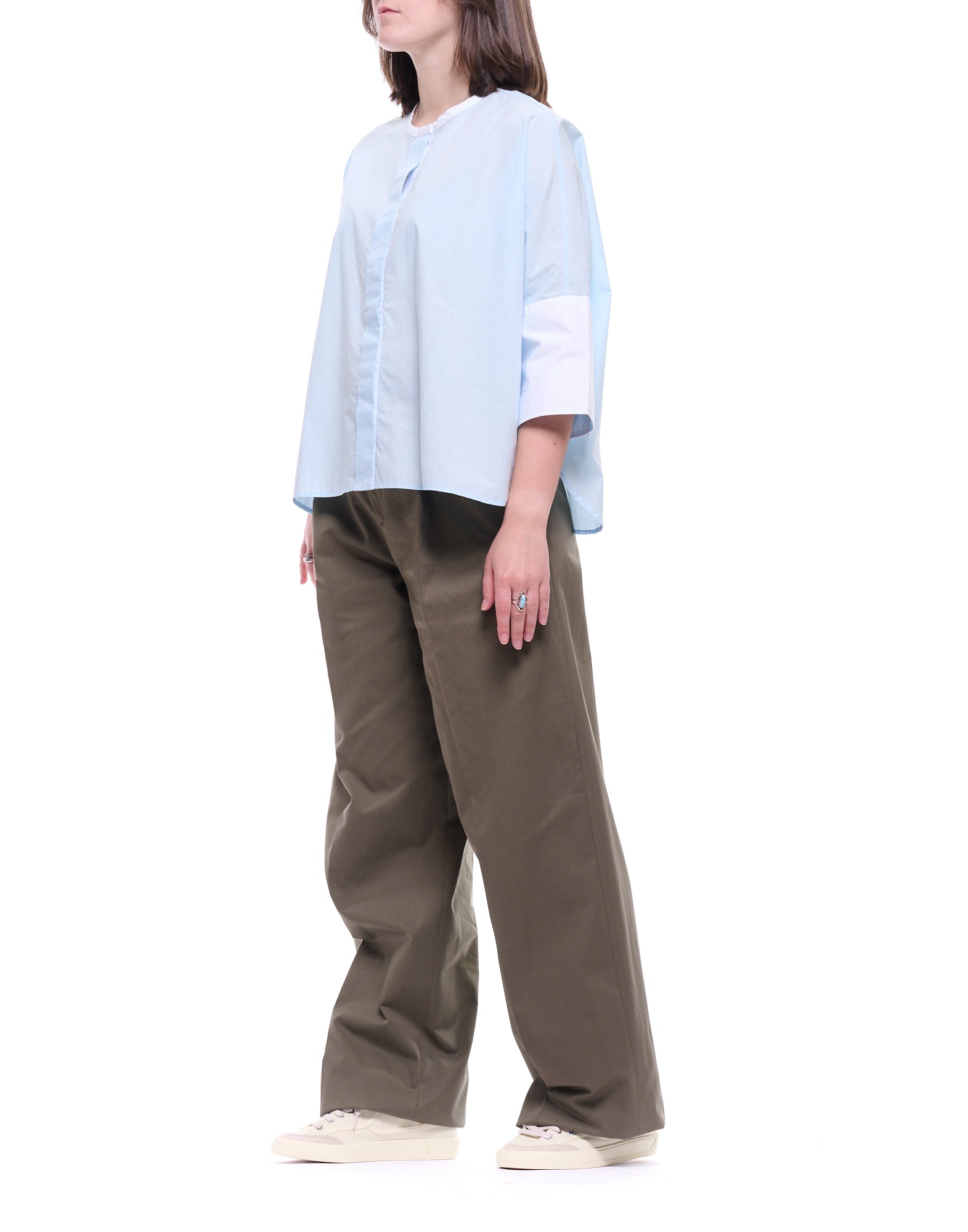 Hevo Torresantandrea Wide-Leg Cotton Trousers in Taupe 070 L713 0615 30W TAUPE