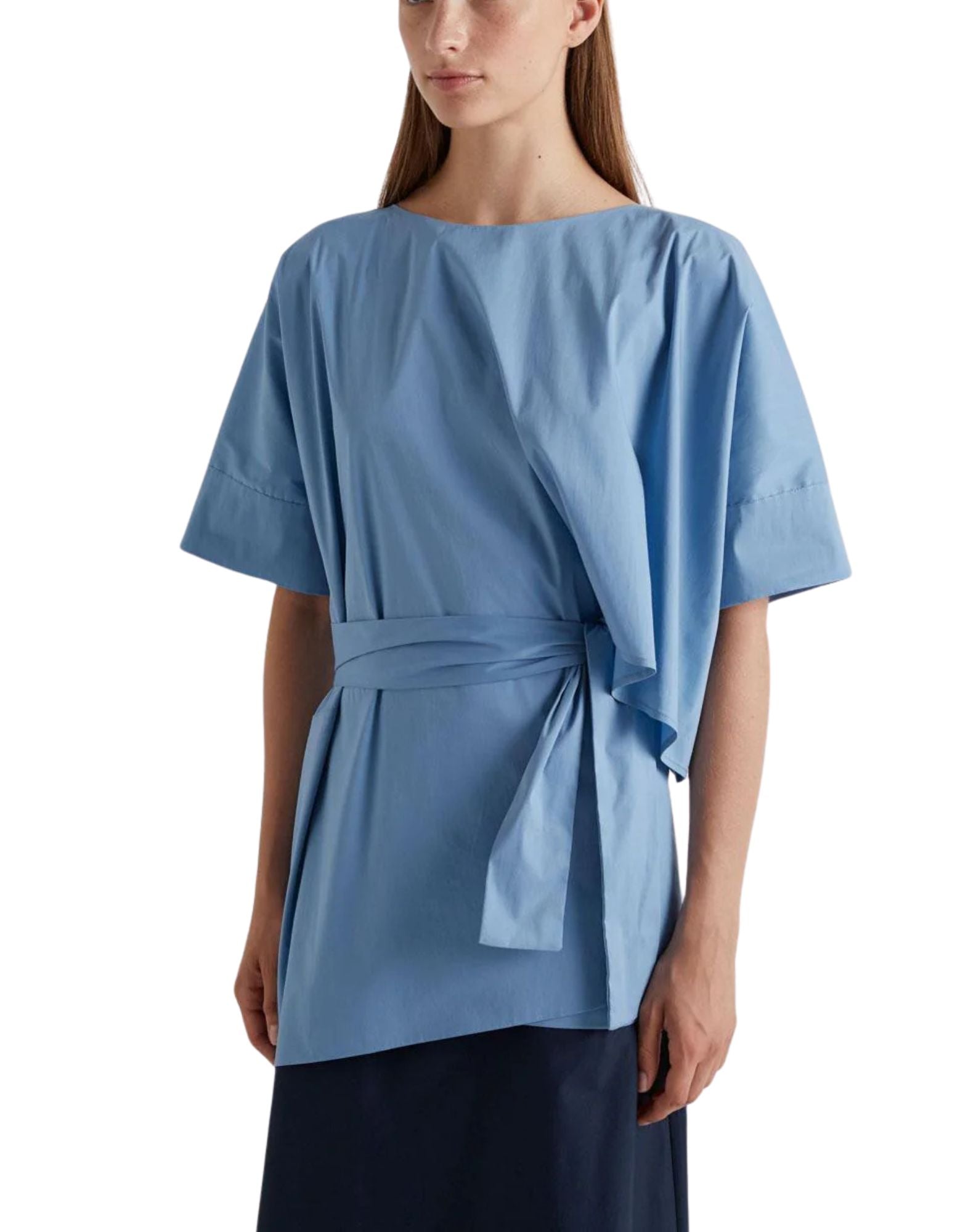 Meimeij Jasper Tie Blouse Cotton Blend Women E6/I/M6EB17 887 BLU JASPER