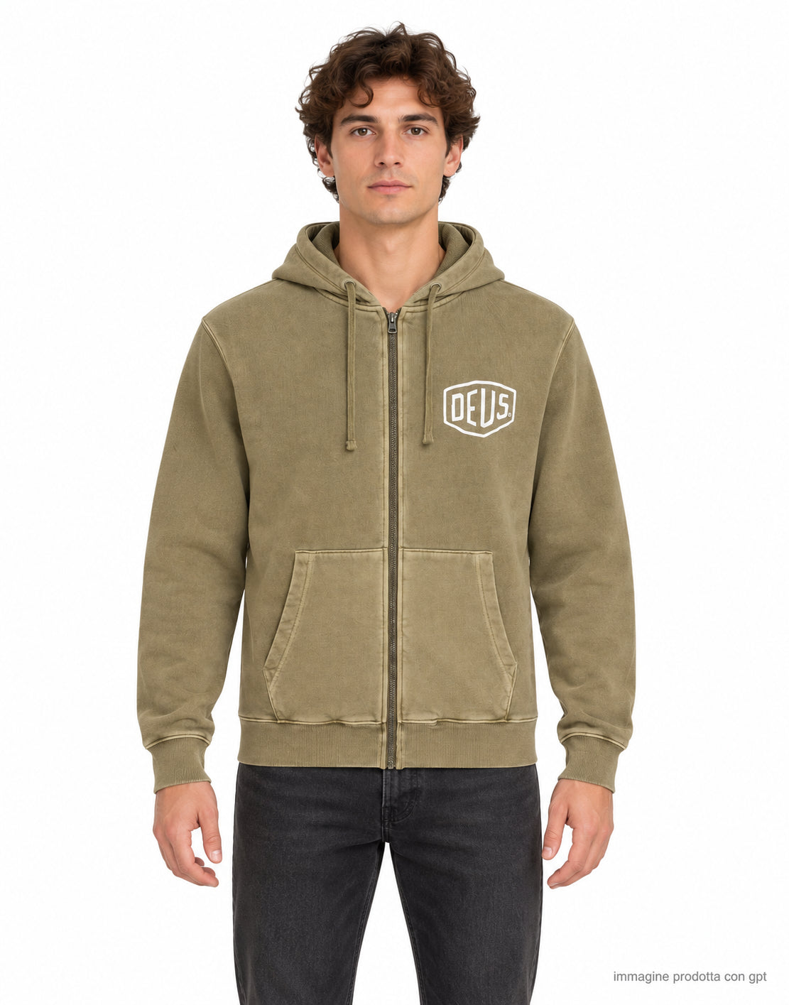 Shield GD Zip Hoodie Olive Green Garment Dye