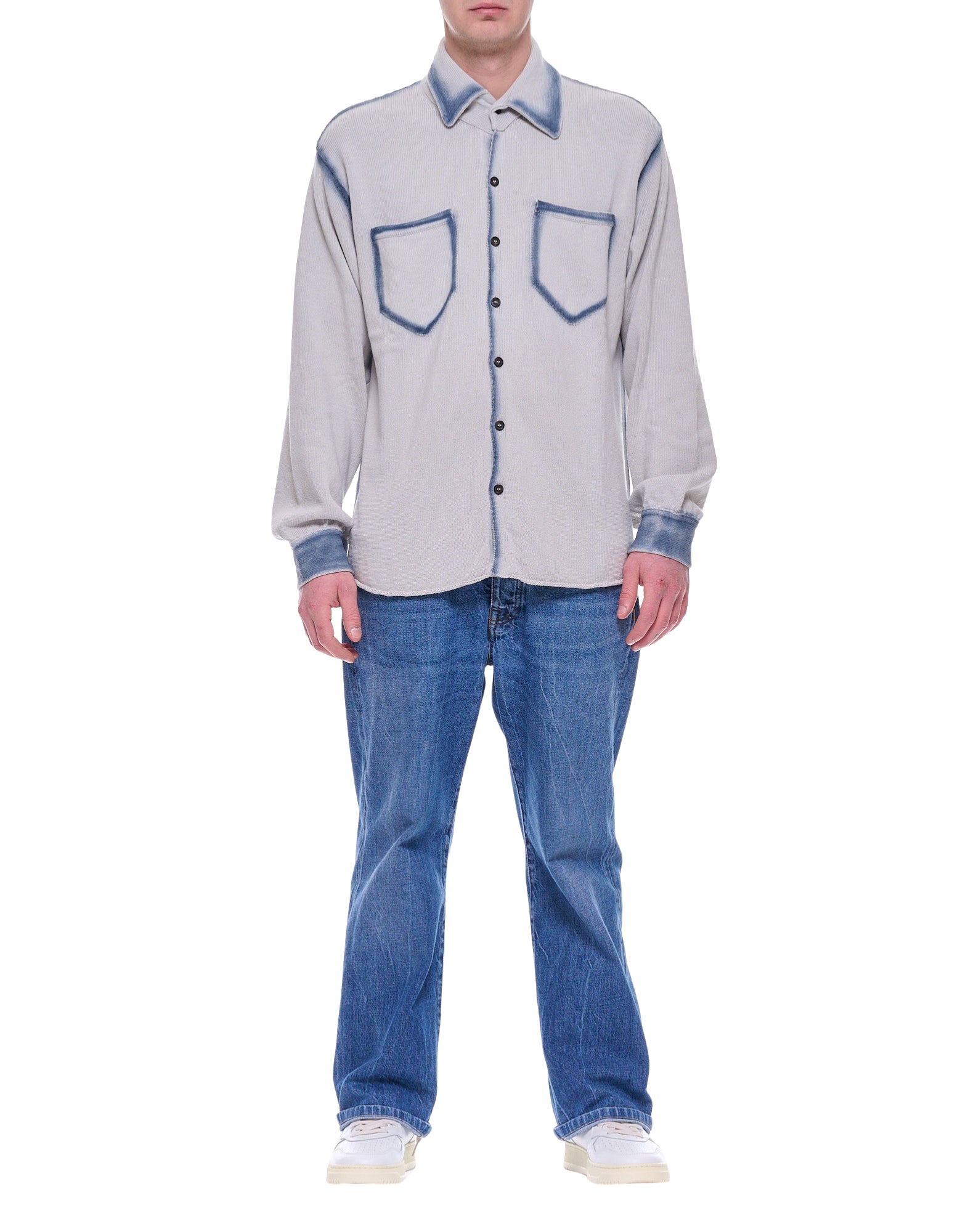 Atomofactory Men’s Cotton Shirt Perla Blue Washed Effect PW25AFU06 PERLA