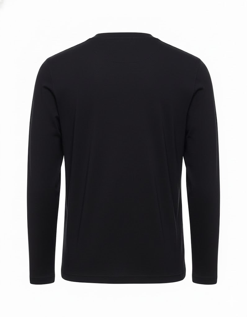 AUT-25 P002 BLACK WOOL T-SHRT - T-Shirt e Polo - Albeni 1905