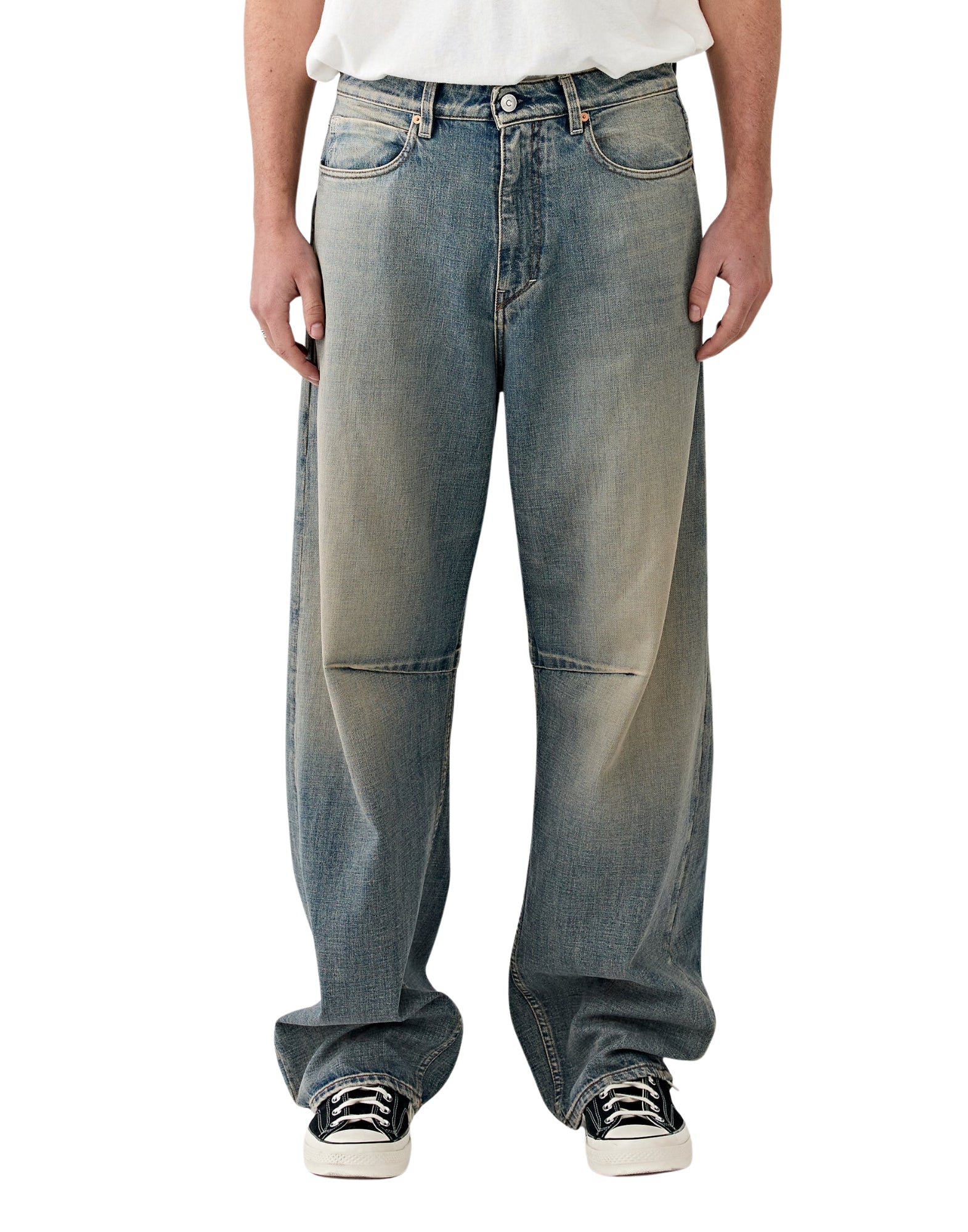 임기. 로빈 진 파커 유니섹스 배기 핏, 미드 라이즈, 테이퍼드 레그, 지퍼 플라이 ROBYN JEANS