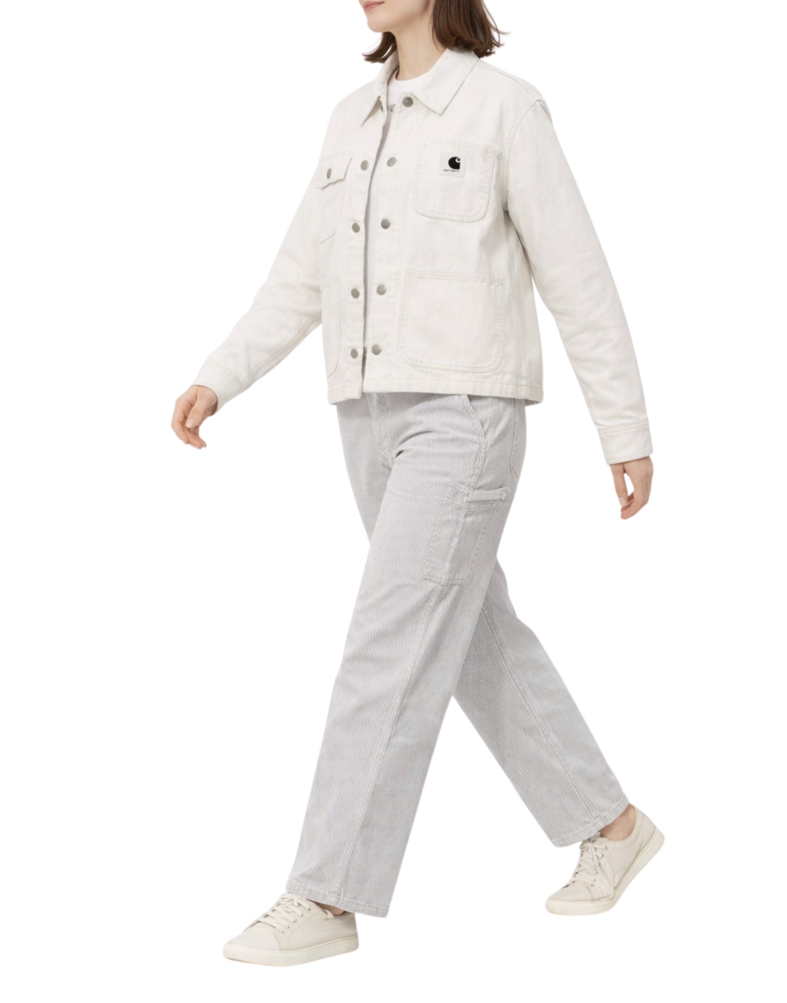 Carhartt WIP W’ Mercer Chore Coat Mercer Stripe Graphite/Wax Bleached – Women’s Cotton Jacket I036511 3OK35 STRIPED