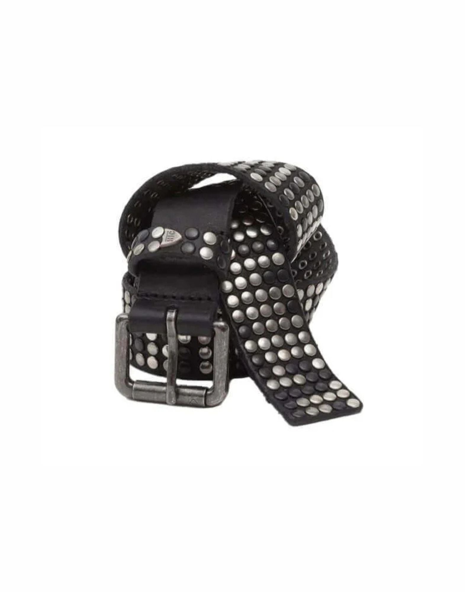 Hollywood Trading Company 5.000 Studs Belt black leather studded belt Made in Italy unisex 26SHTCI035 BLACK