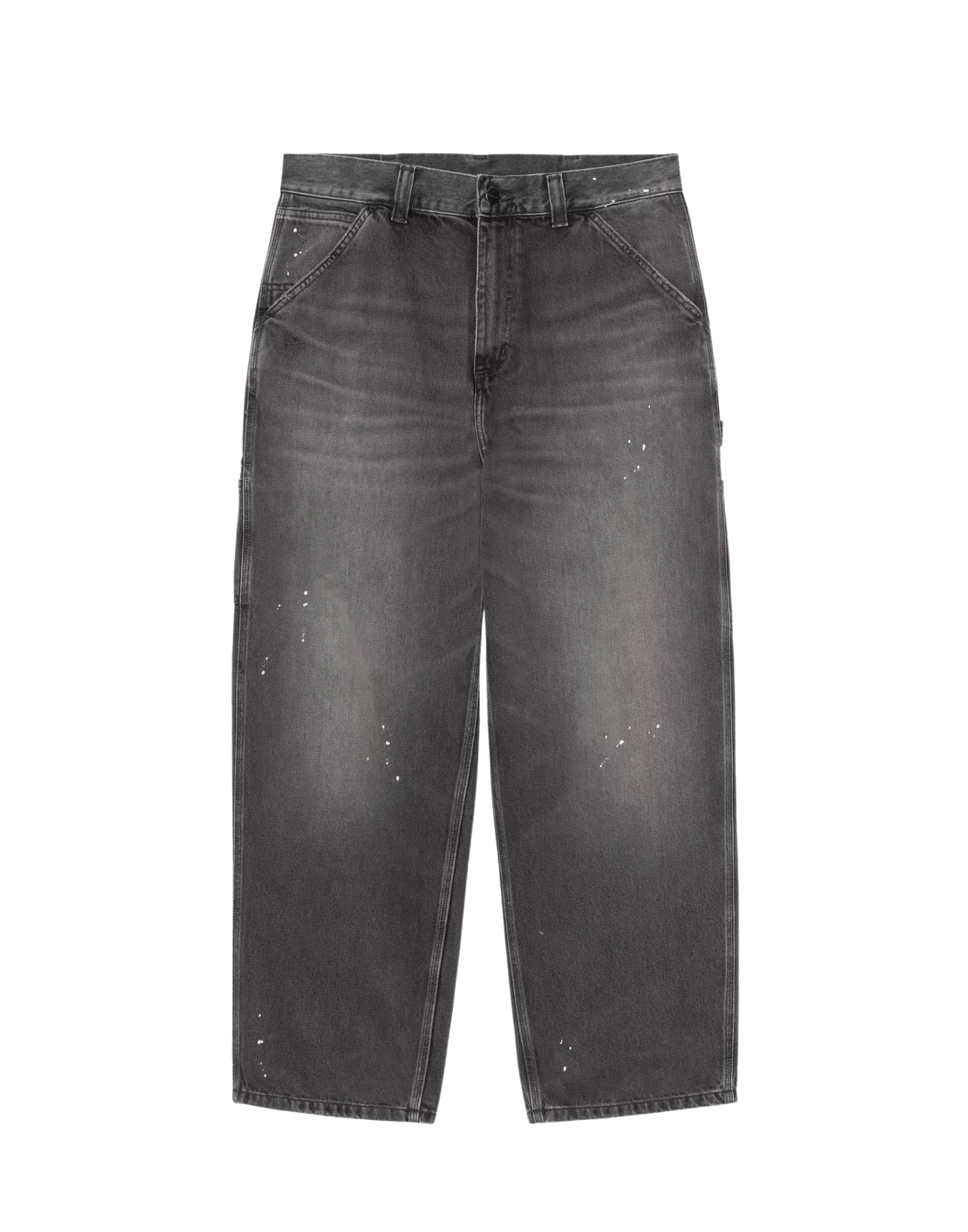 Pantalón OG de una sola rodilla, negro, lavado «destroy», salpicaduras