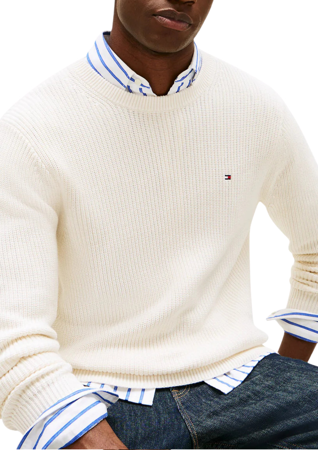 41516 Z00 IVORY CREW NECK SWEATER - Maglieria - TOMMY HILFIGER