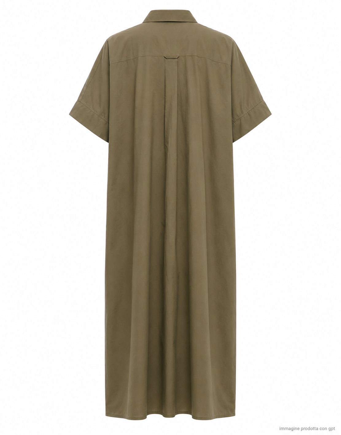 Eat Dust 673 Vestido camisero largo suelto de popelina de algodón en verde cantina W-H-002-LPL-730 VESTIDO VERDE